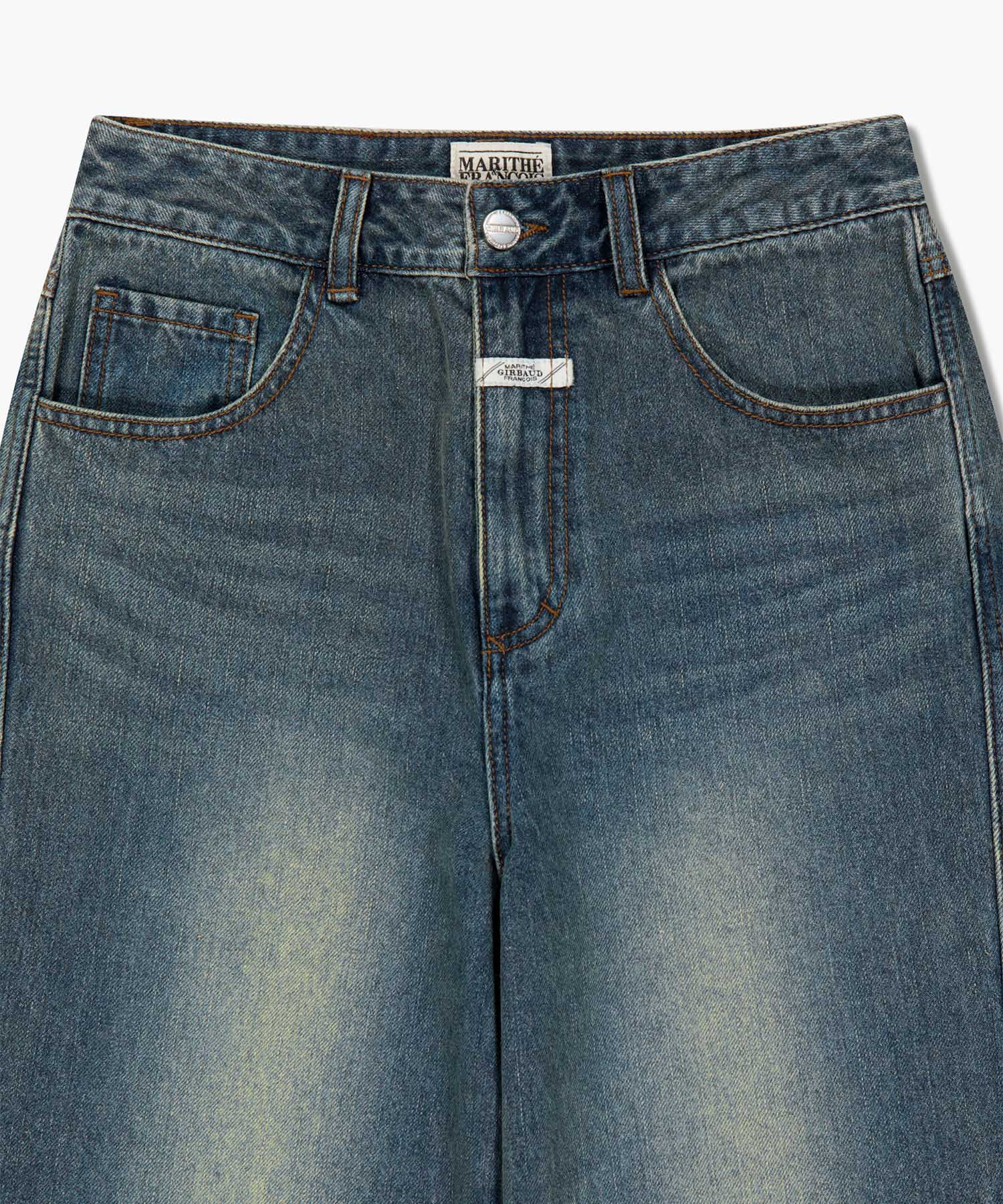 W VINTAGE WASHED DENIM PANTS