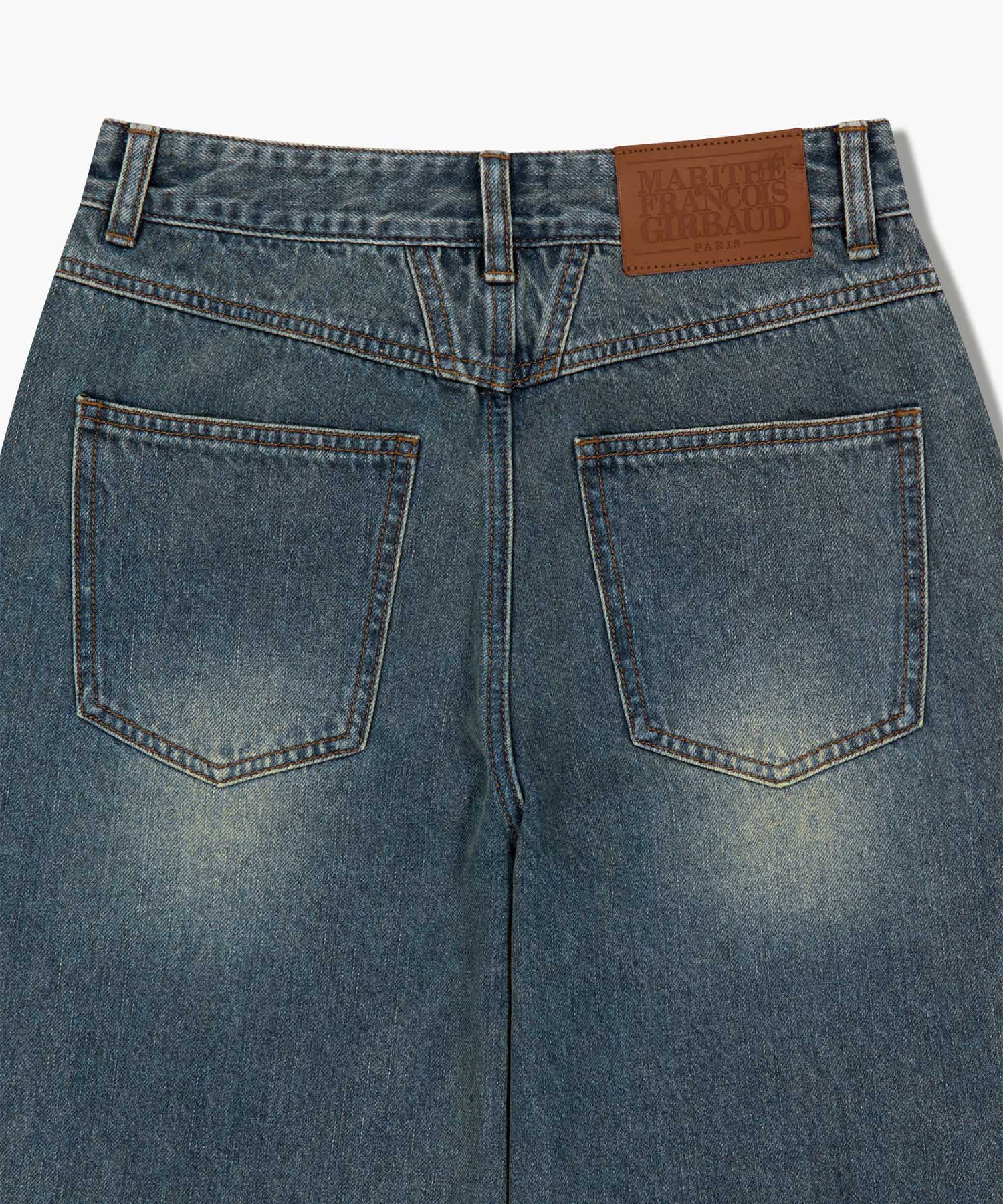 W VINTAGE WASHED DENIM PANTS