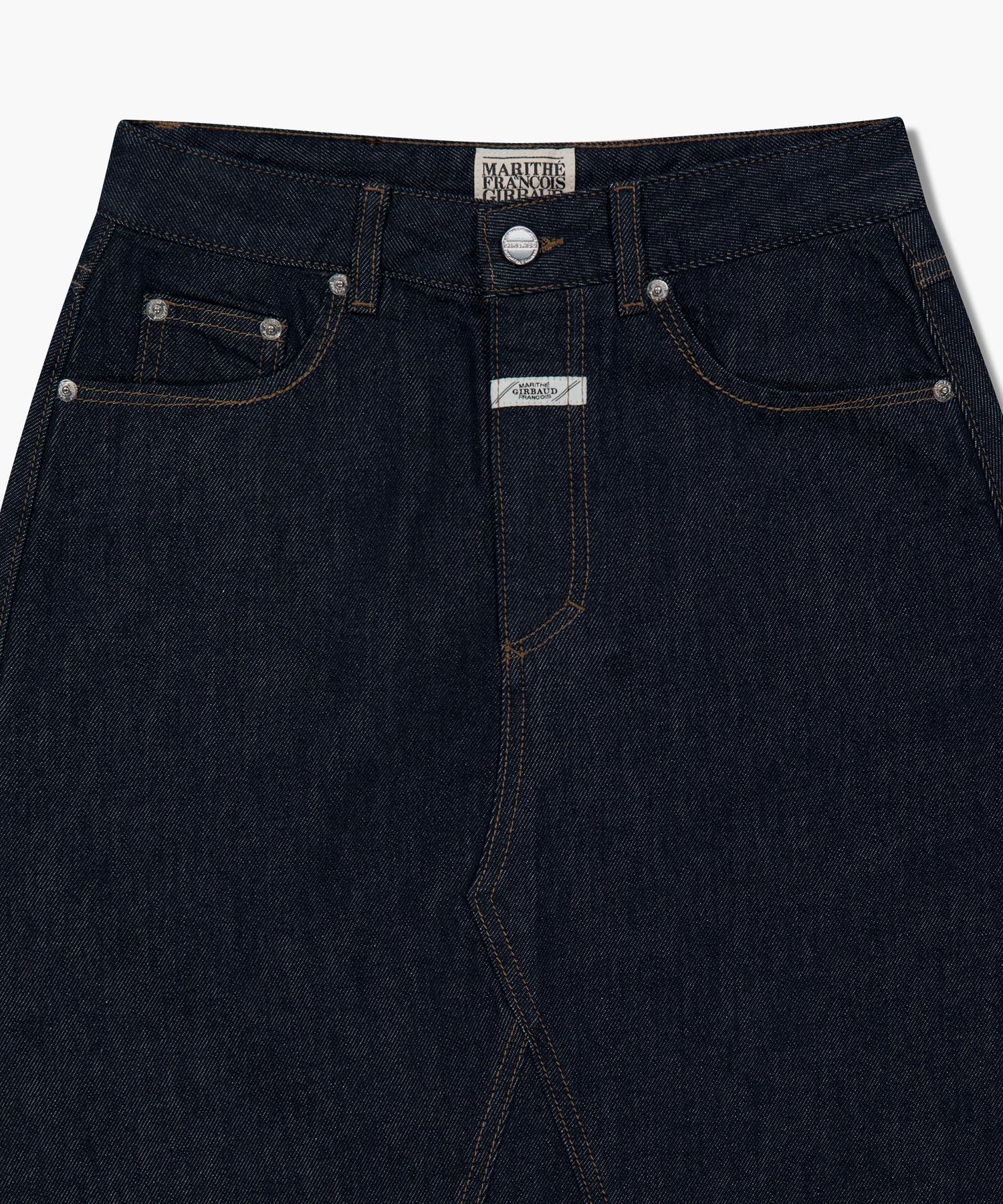 W A-LINE DENIM MIDI SKIRT