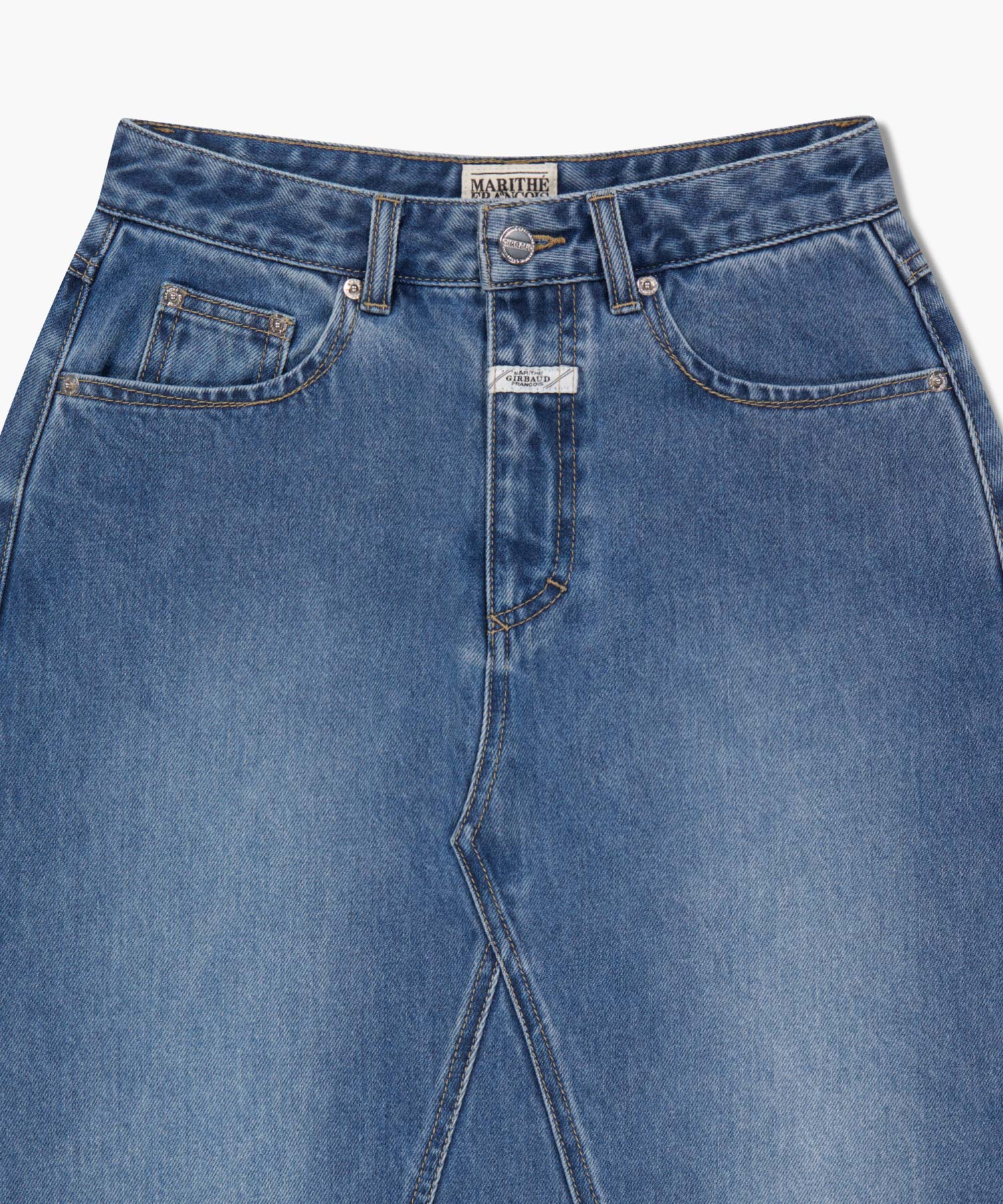 W A-LINE DENIM MIDI SKIRT
