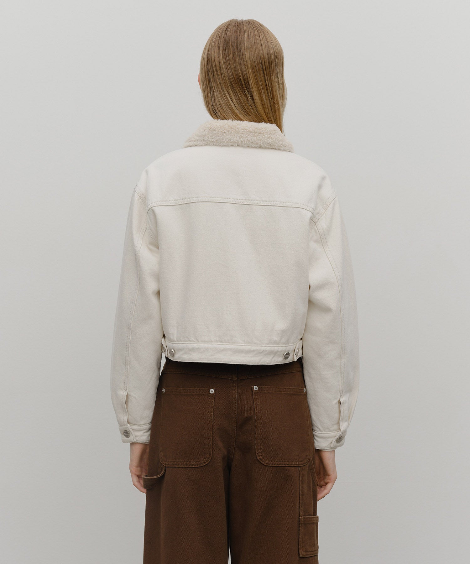 W CROP SHEARLING DENIM JACKET