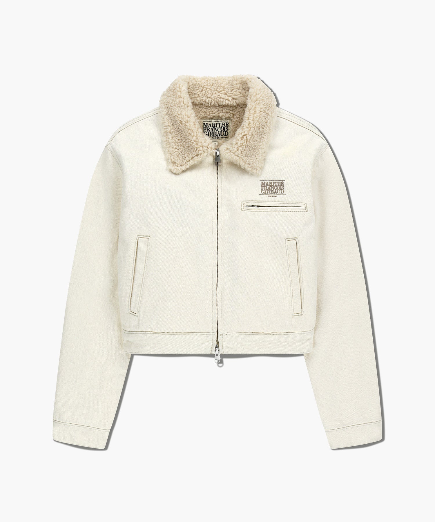 W CROP SHEARLING DENIM JACKET