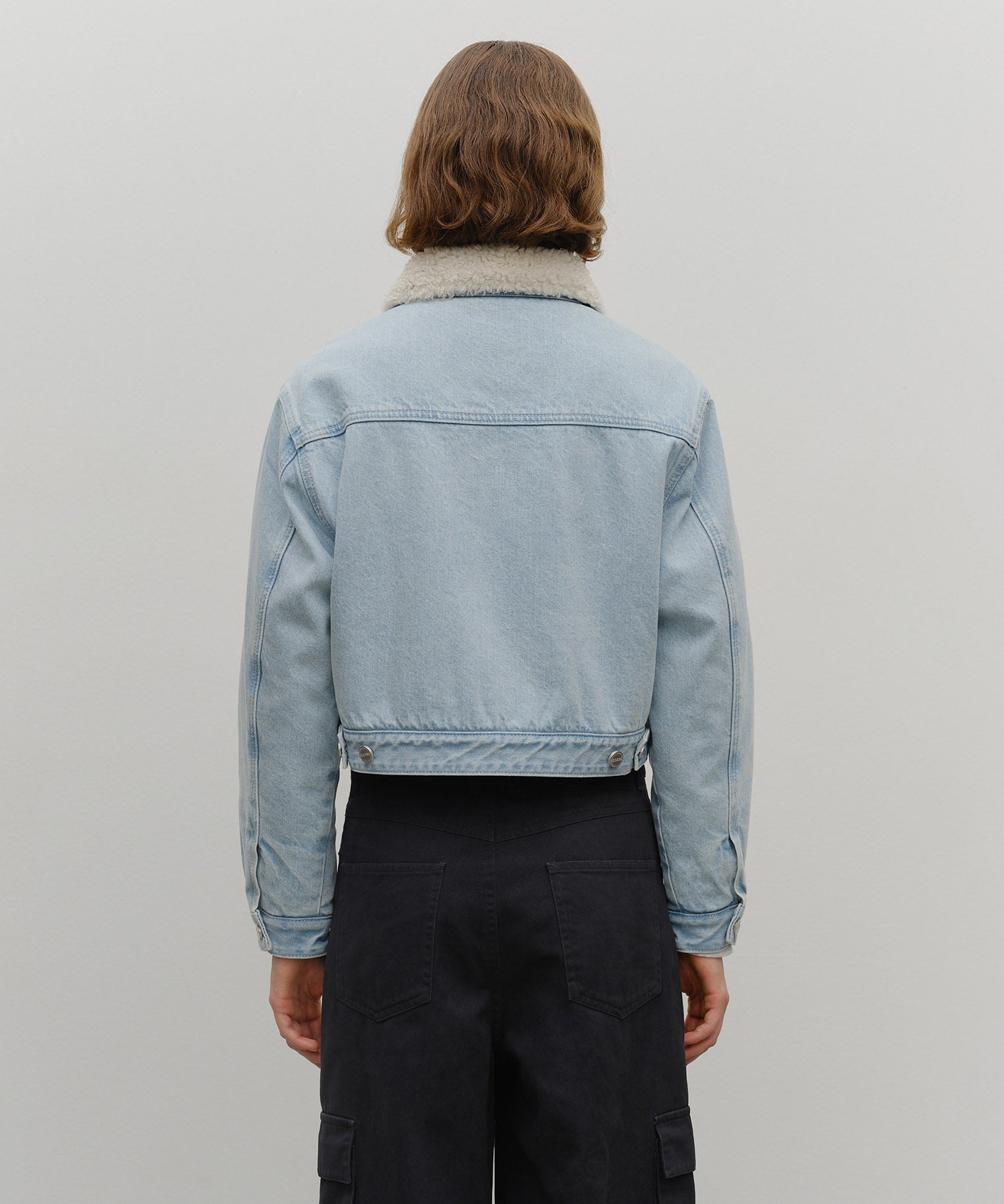 W CROP SHEARLING DENIM JACKET