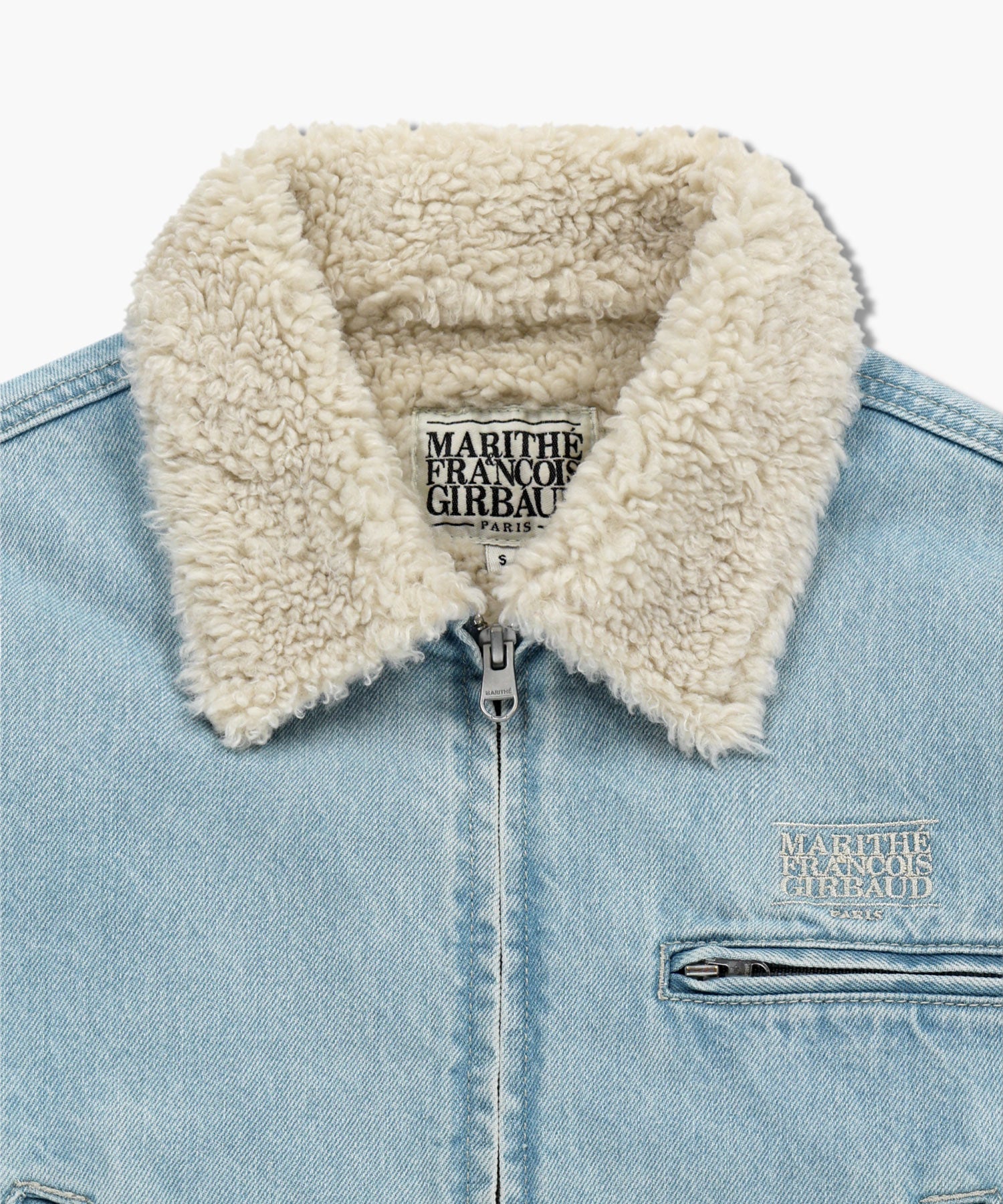 W CROP SHEARLING DENIM JACKET