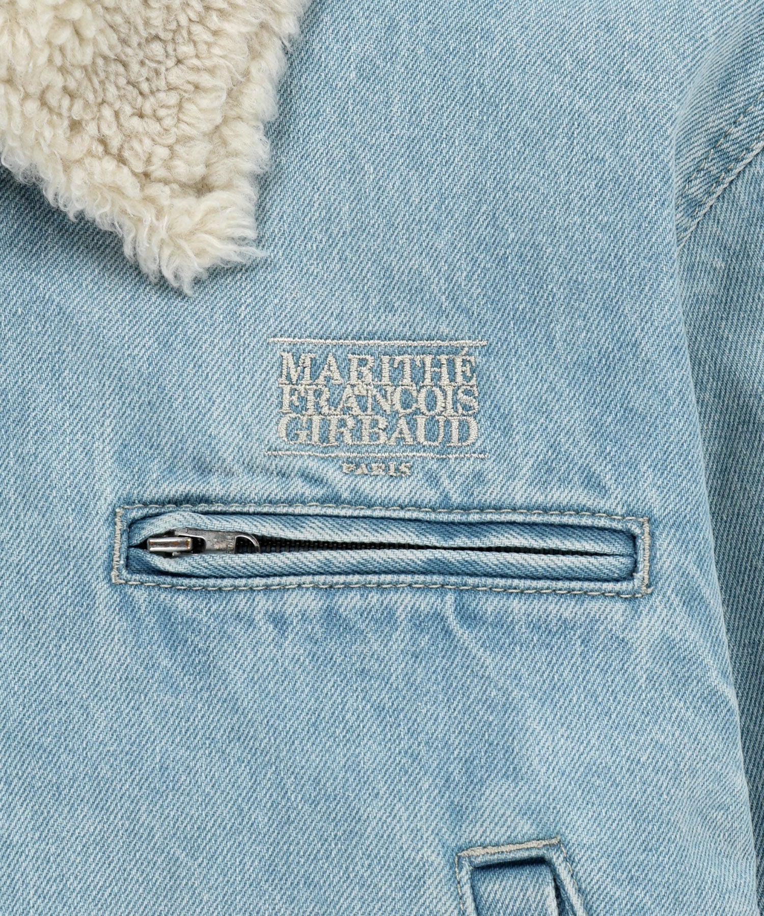 W CROP SHEARLING DENIM JACKET