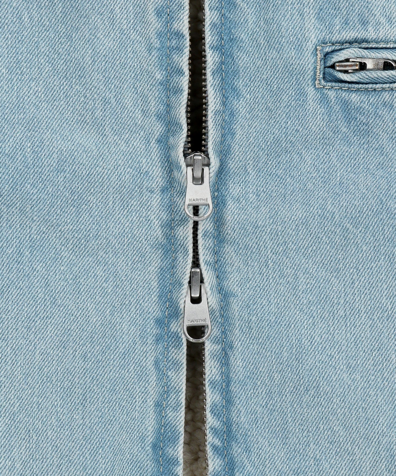W CROP SHEARLING DENIM JACKET