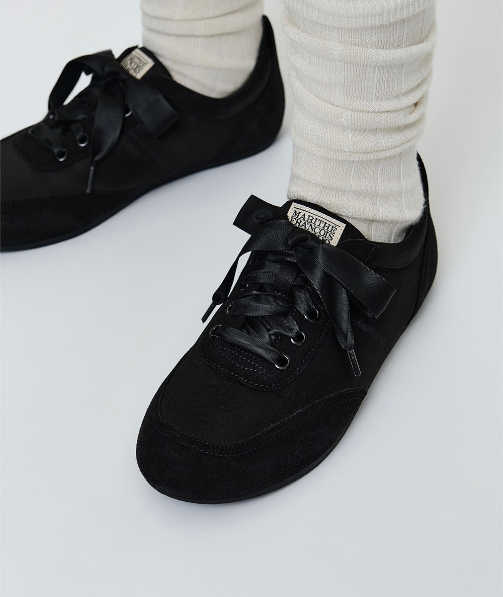 W LACE-UP SATIN SNEAKERS