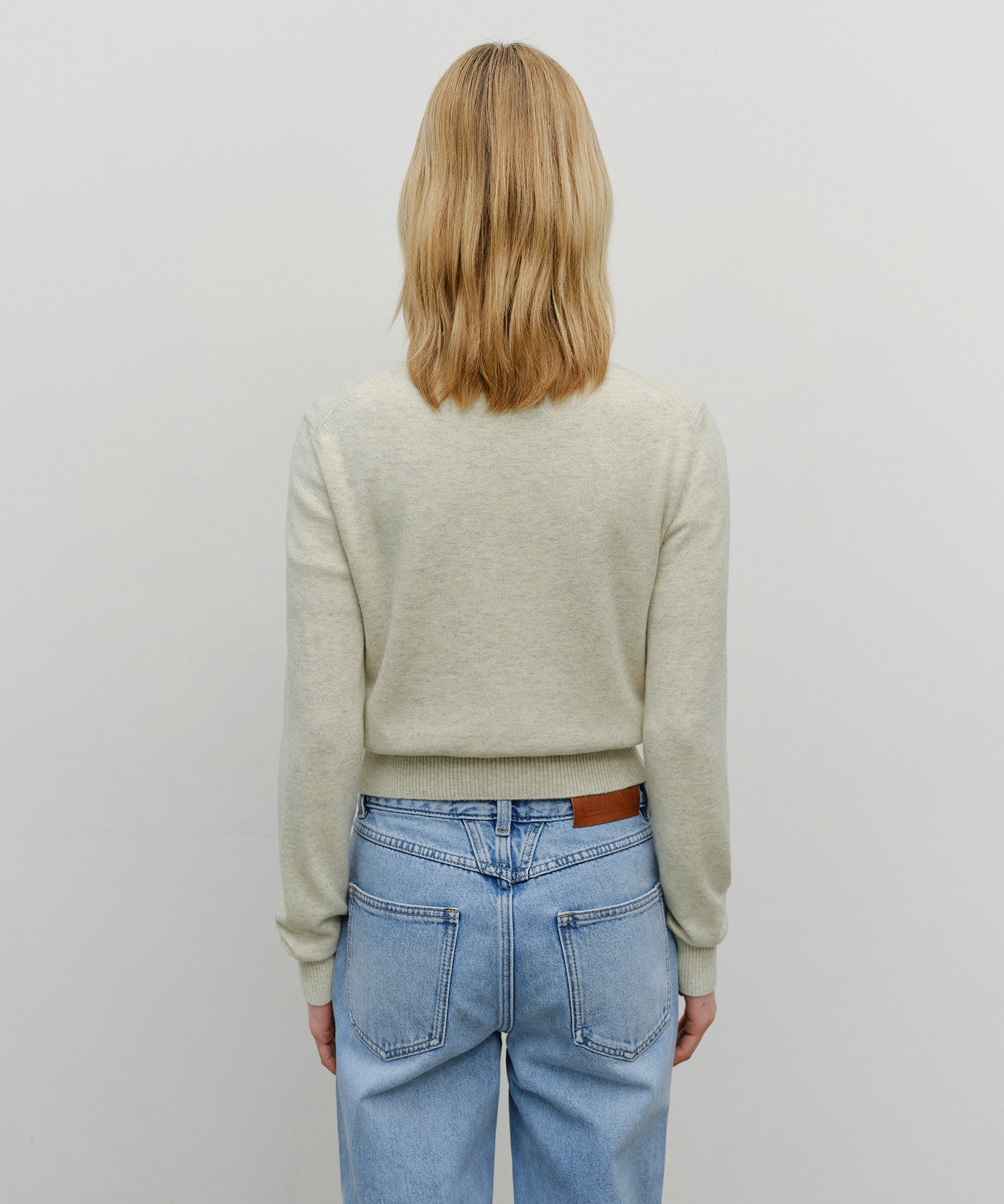 W HALF KNIT ROUND NECK CARDIGAN SET UP