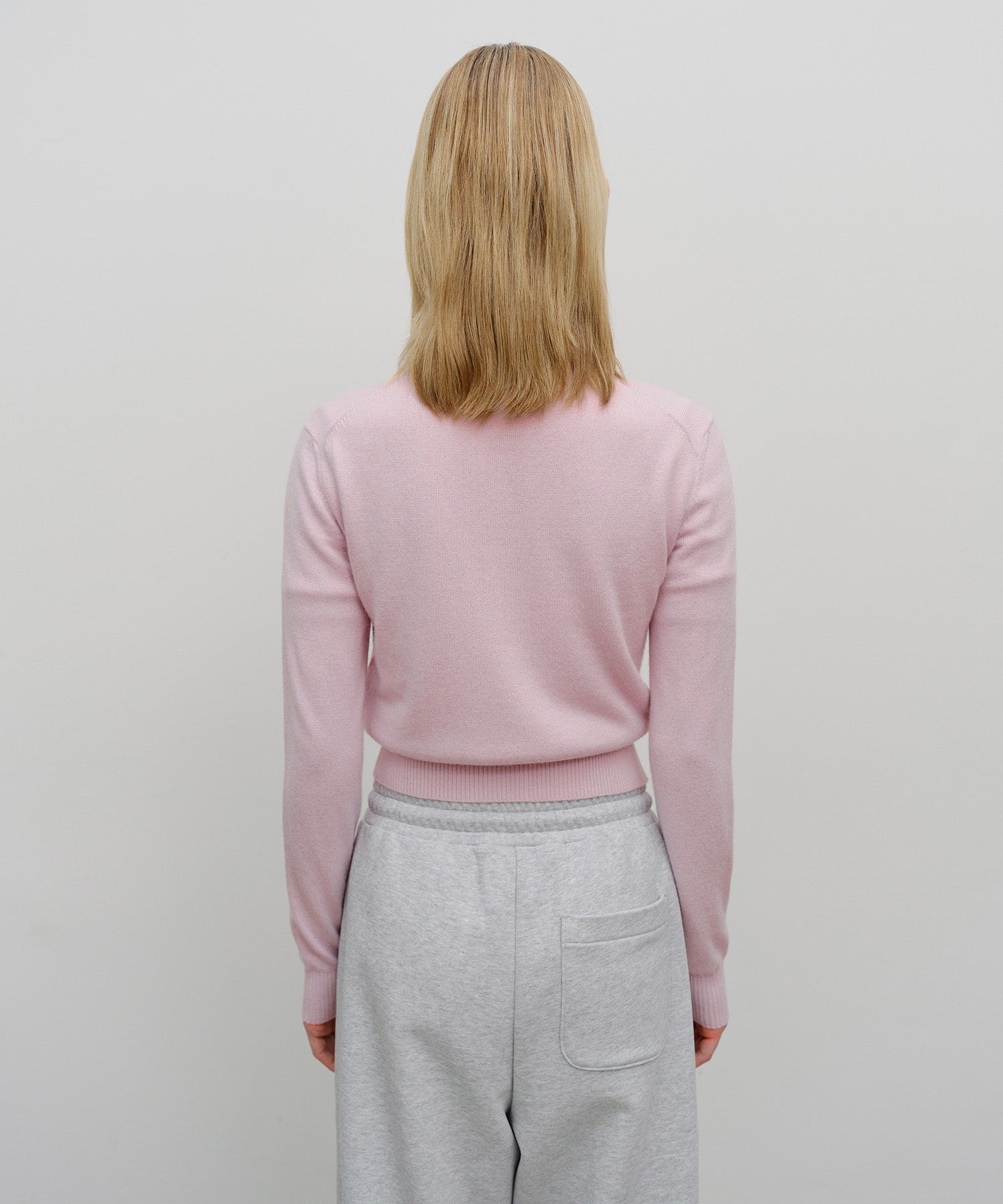 W HALF KNIT ROUND NECK CARDIGAN SET UP
