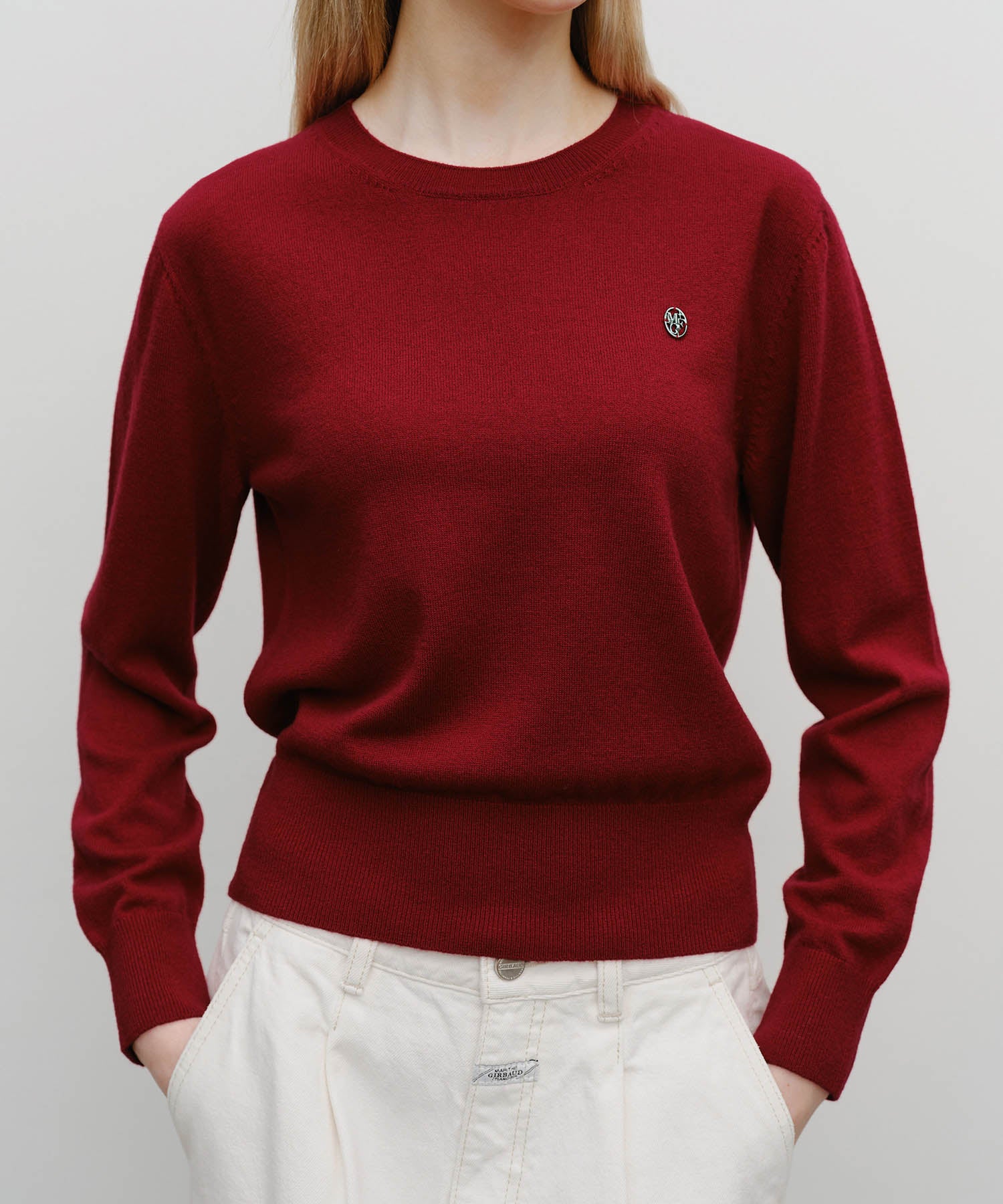 W BASIC CROP KNIT PULLOVER