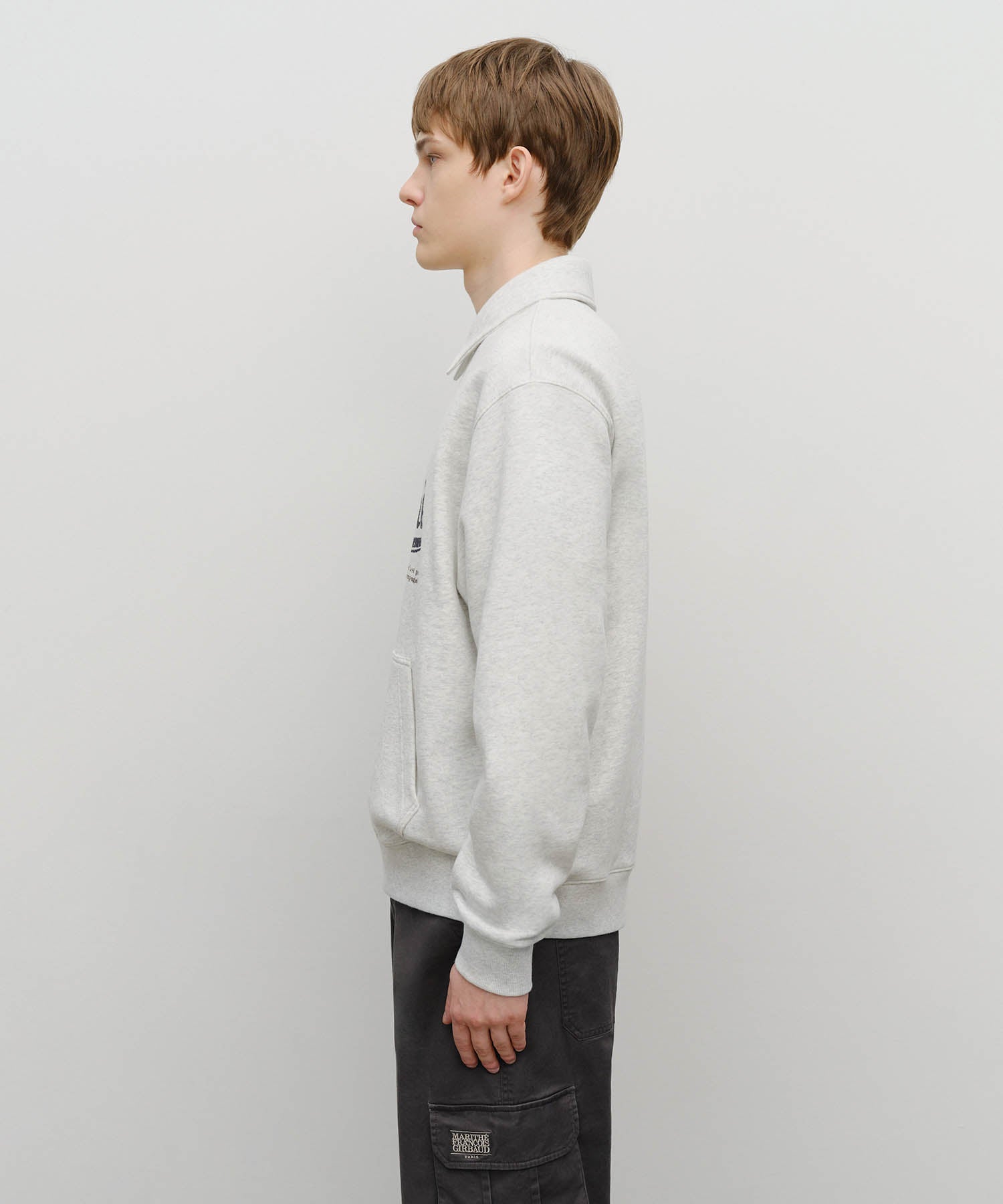 BASEBALL LOGO COLLAR HALF ZIPUP SWEATSHIRT