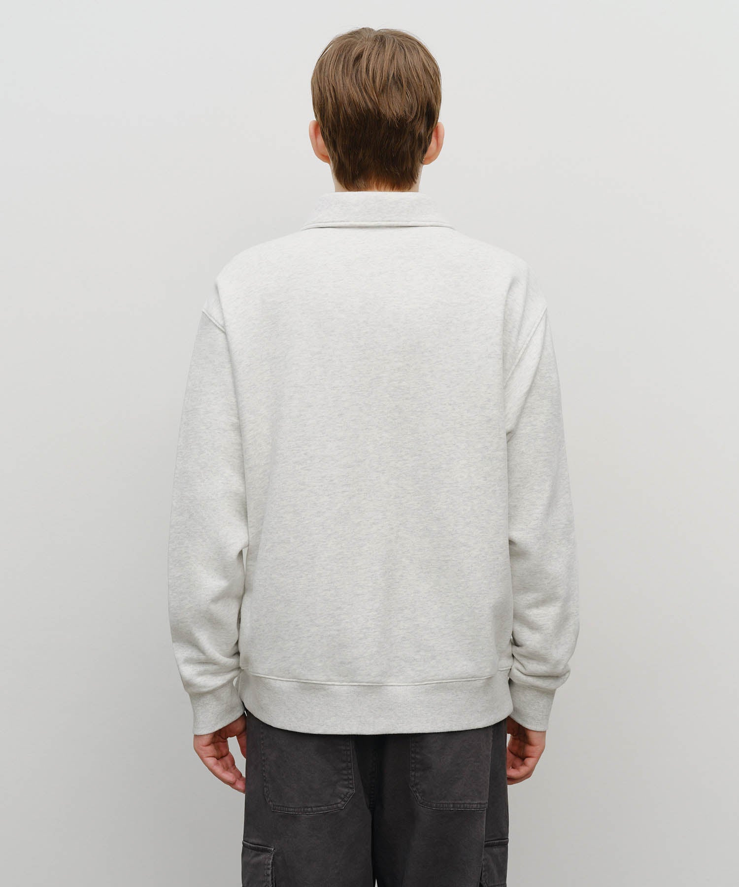 BASEBALL LOGO COLLAR HALF ZIPUP SWEATSHIRT