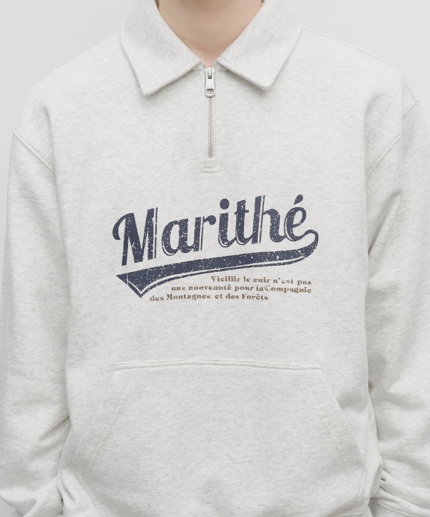 BASEBALL LOGO COLLAR HALF ZIPUP SWEATSHIRT