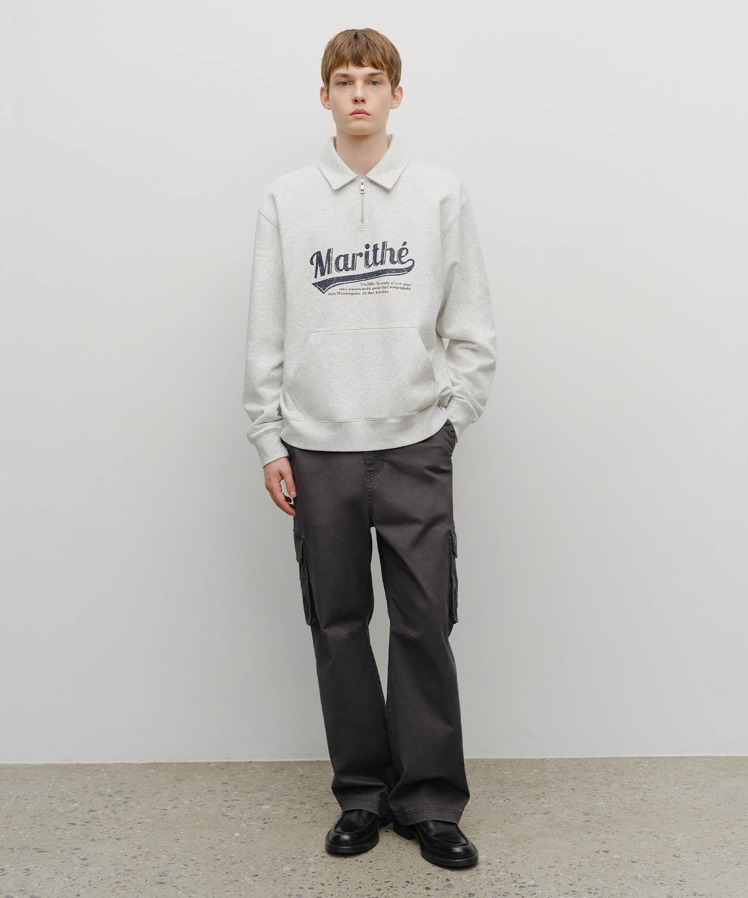 BASEBALL LOGO COLLAR HALF ZIPUP SWEATSHIRT