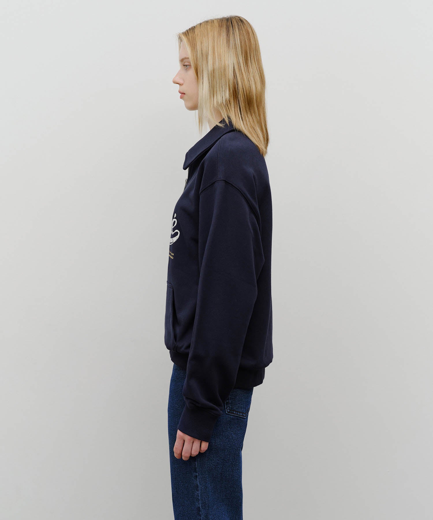 BASEBALL LOGO COLLAR HALF ZIPUP SWEATSHIRT