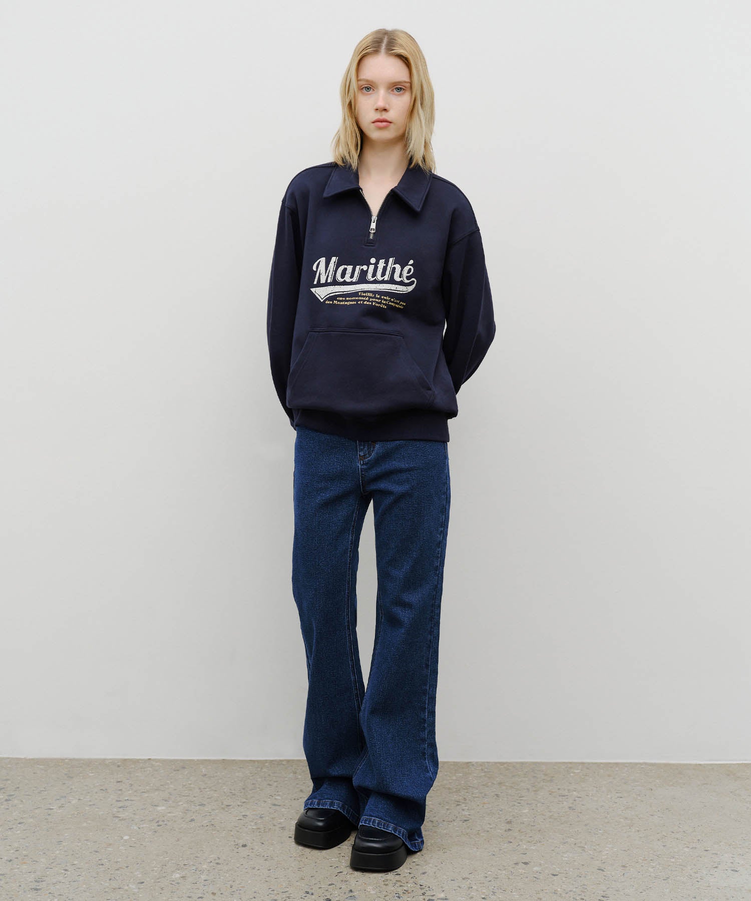 BASEBALL LOGO COLLAR HALF ZIPUP SWEATSHIRT