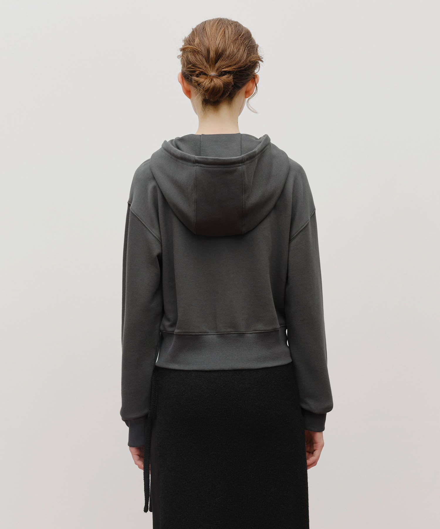W LACE APPLIQUE CROP HOODIE ZIPUP