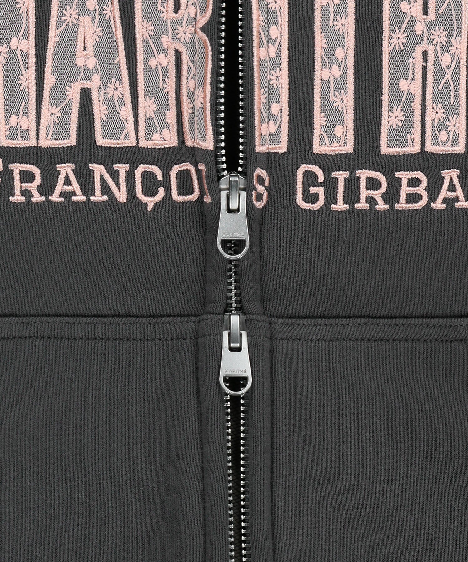 W LACE APPLIQUE CROP HOODIE ZIPUP