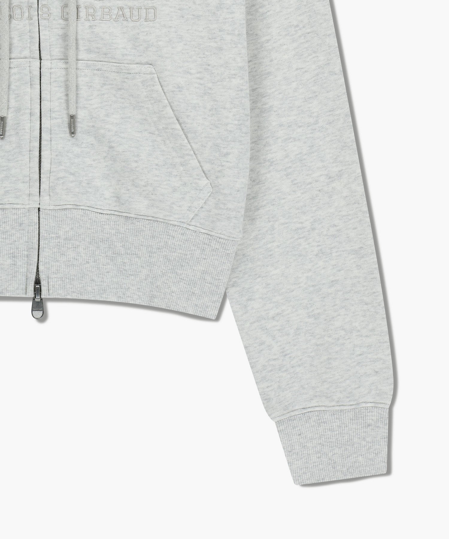W LACE APPLIQUE CROP HOODIE ZIPUP