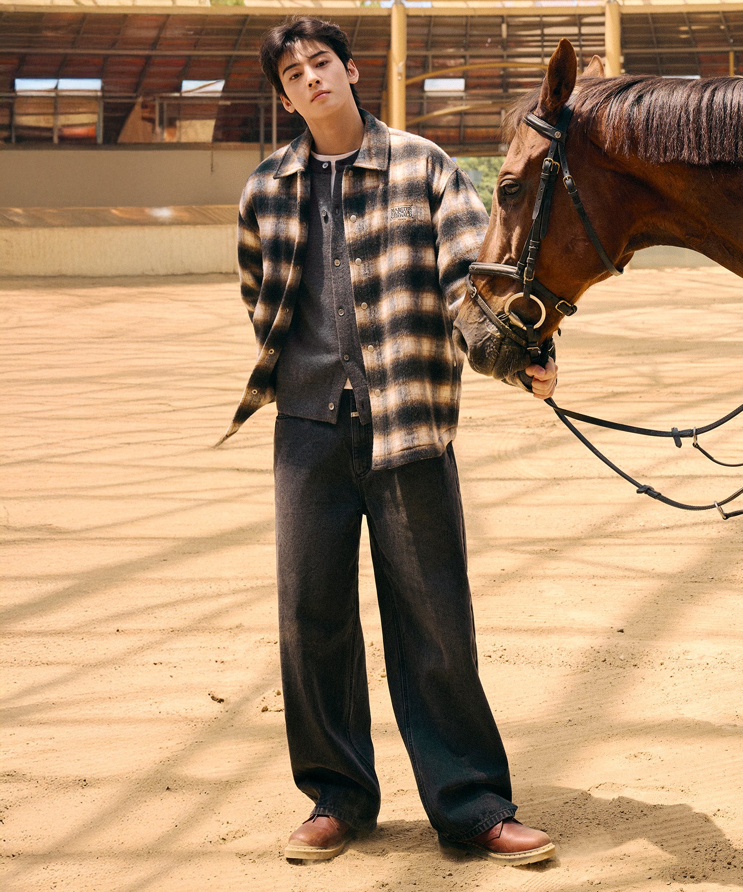 CLASSIC LOGO OVERSIZED FLANNEL CHECK SHIRT JACKET