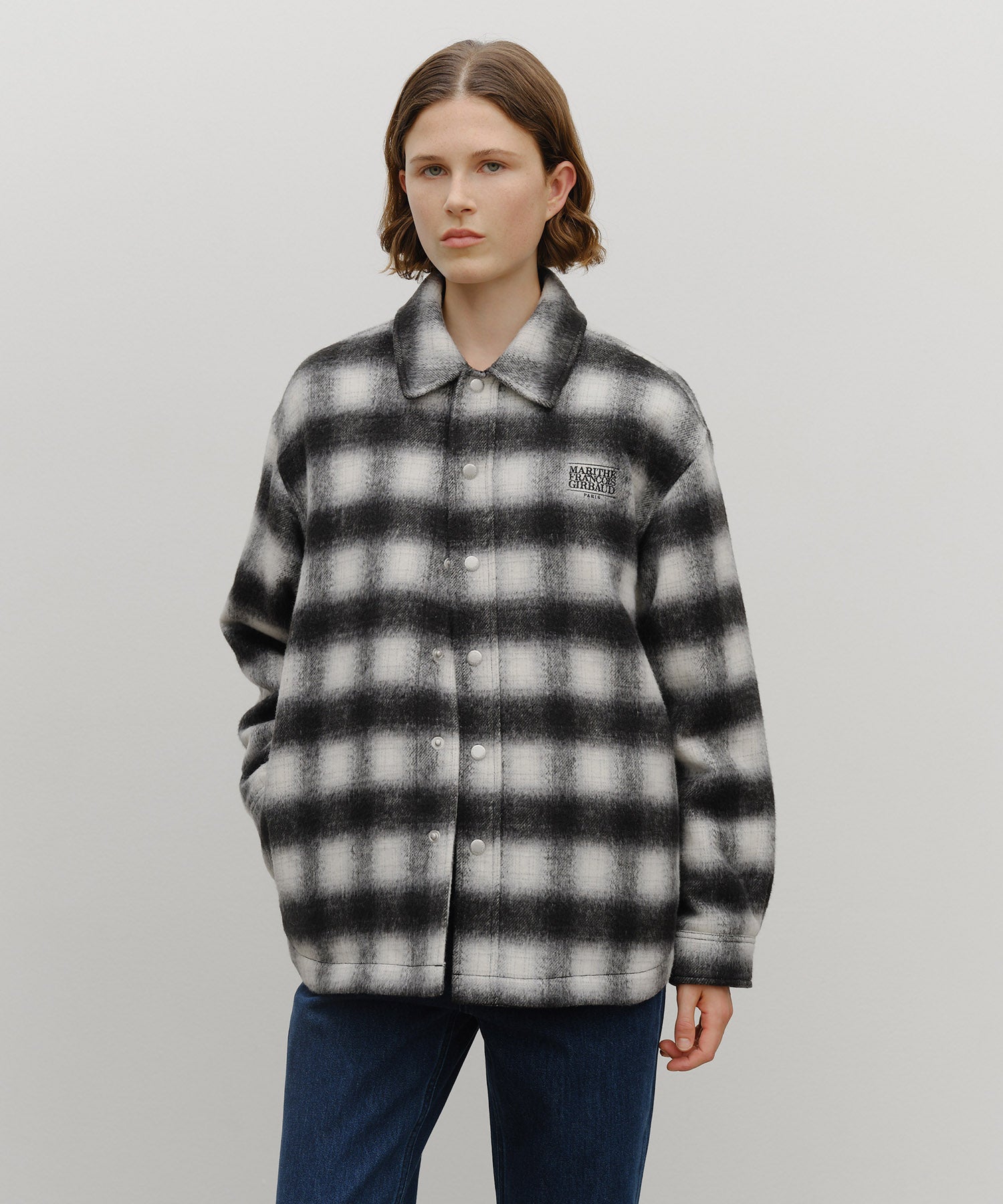 CLASSIC LOGO OVERSIZED FLANNEL CHECK SHIRT JACKET