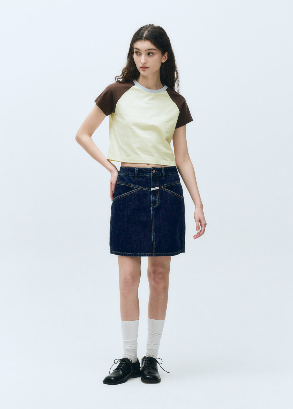 W STRAIGHT DENIM MINI SKIRT