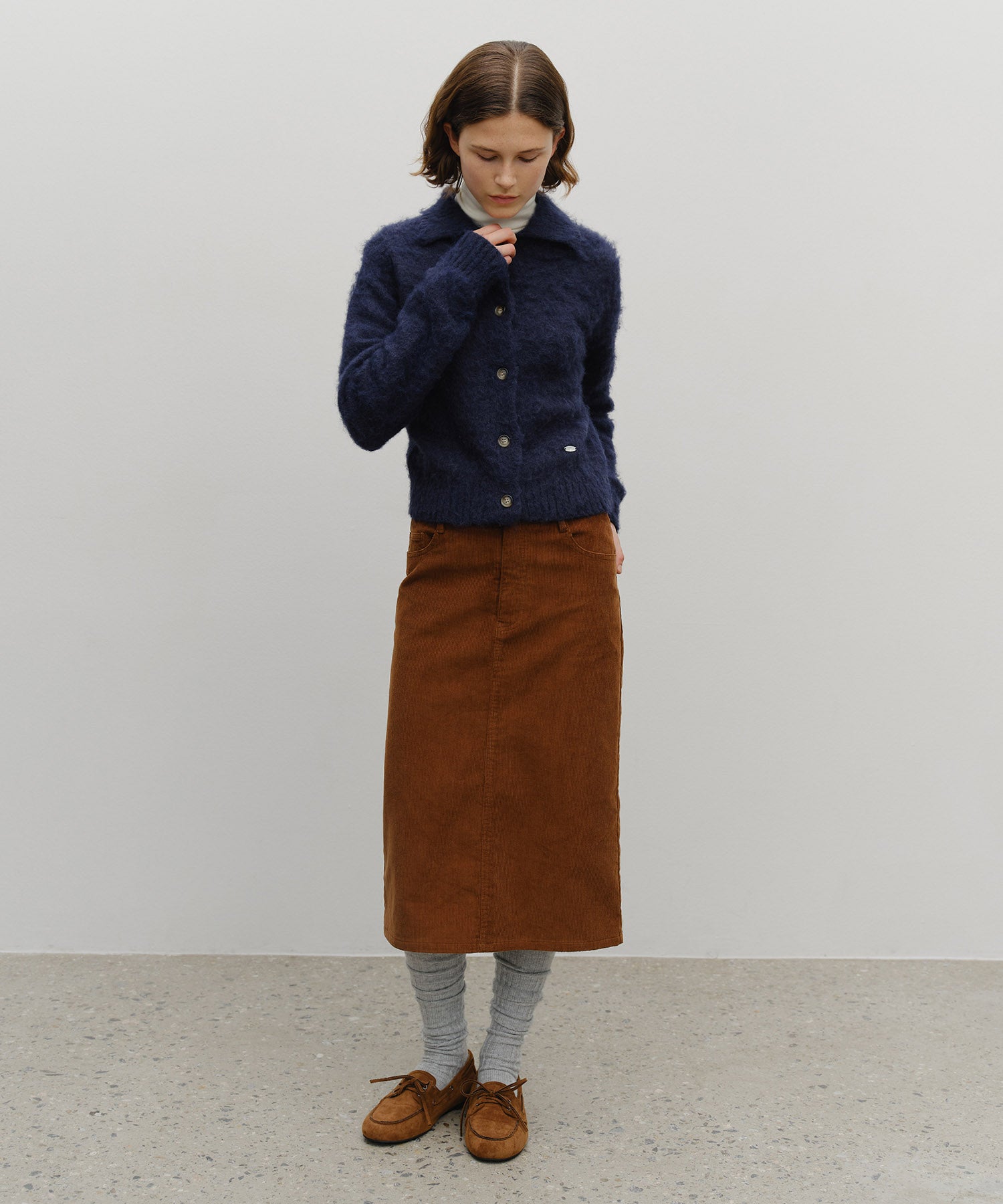 W HAIRY COLLAR CARDIGAN