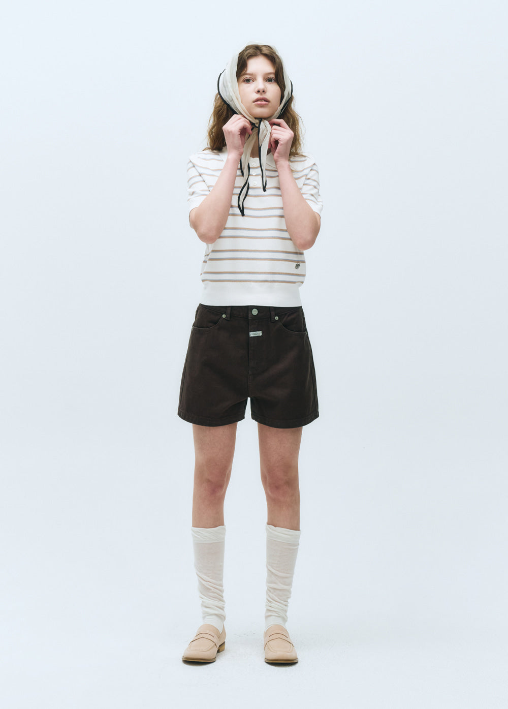 W COLORED DENIM SHORTS