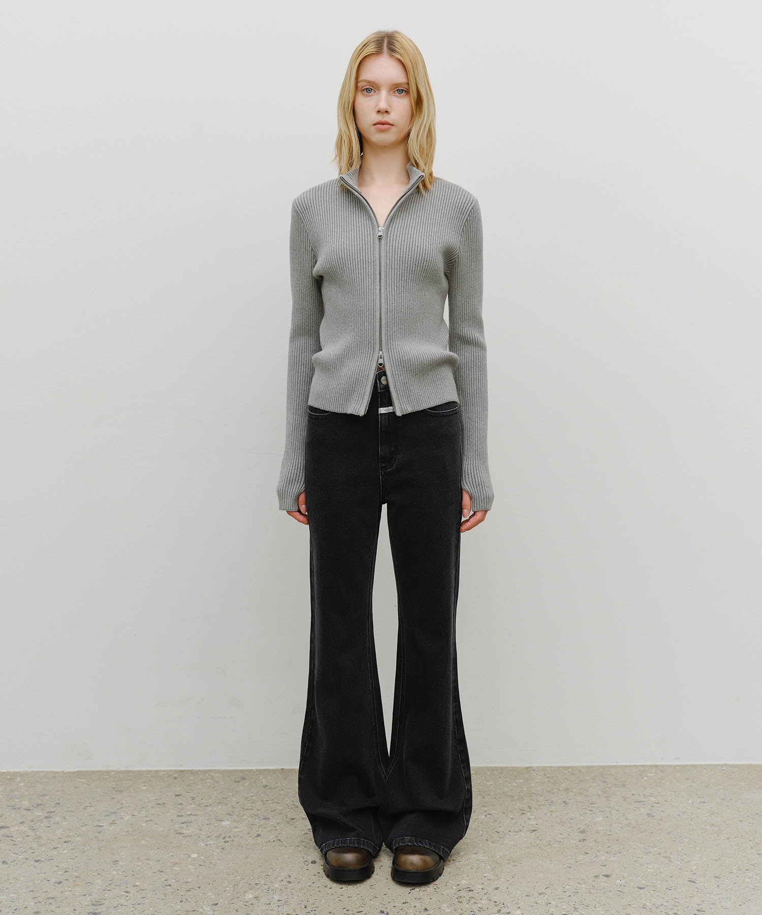 W TWO WAY HIGH NECK ZIPUP CARDIGAN