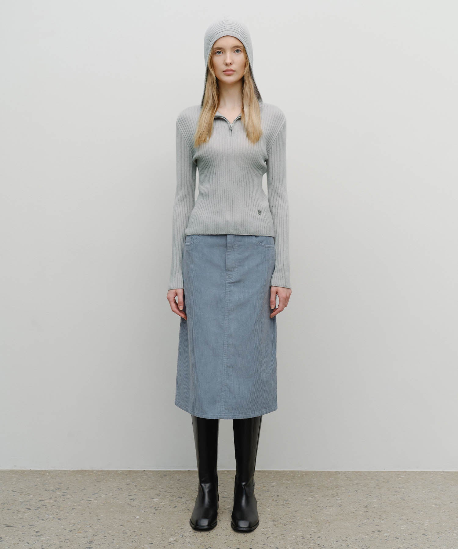 W BALCLAVA HOODIE SLIM KNIT