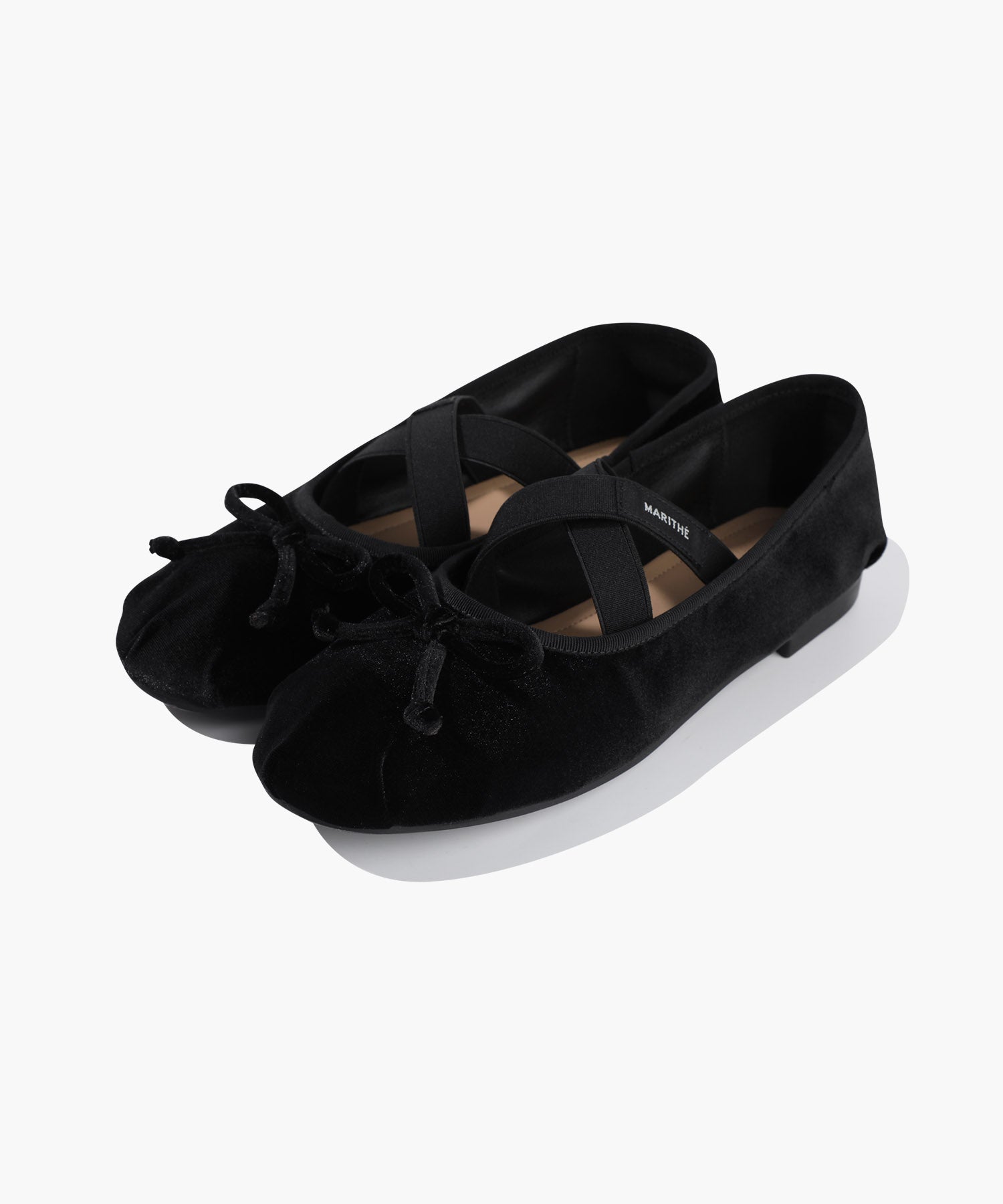 W CROSS BANDING VELVET FLAT SHOES
