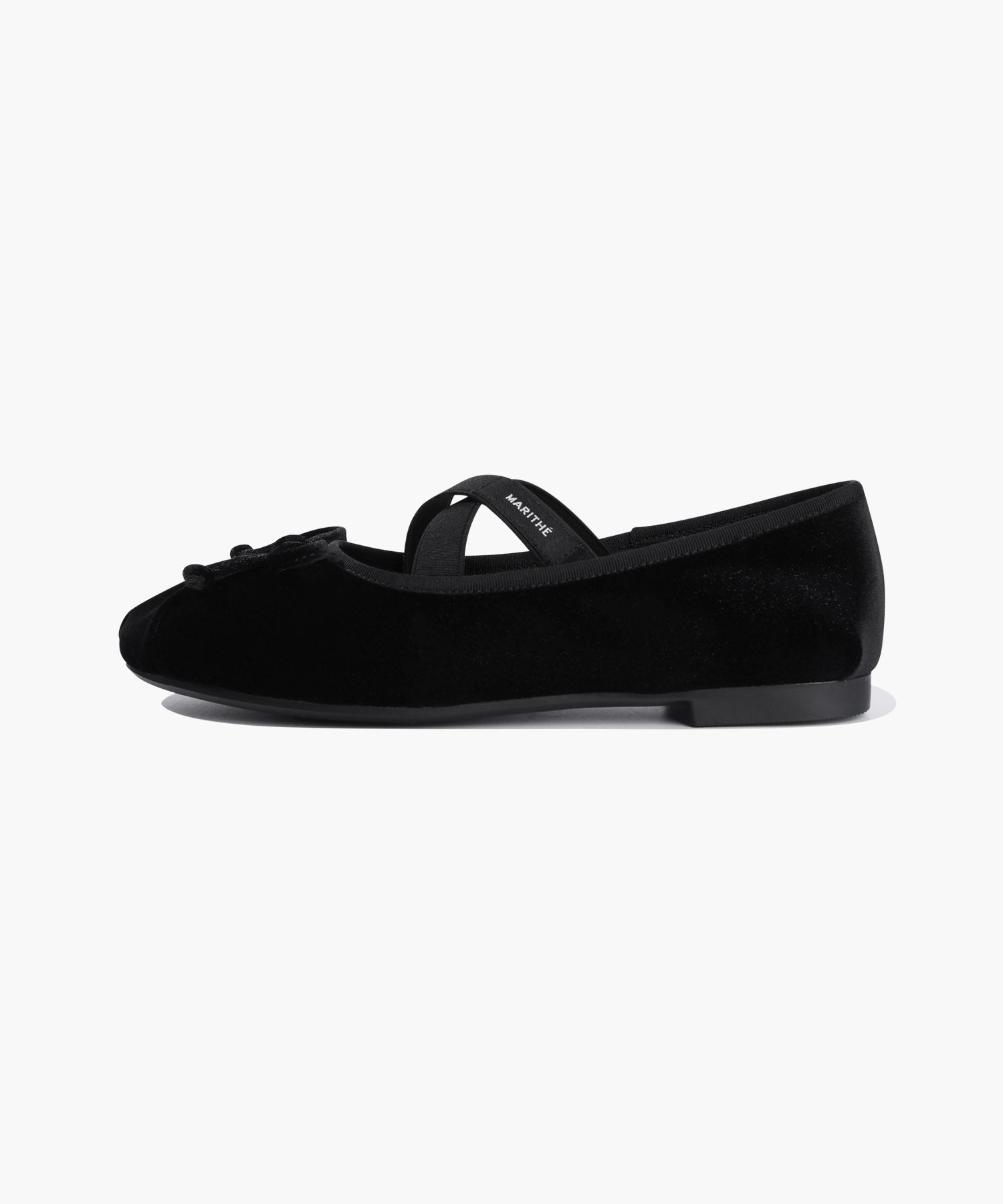 W CROSS BANDING VELVET FLAT SHOES