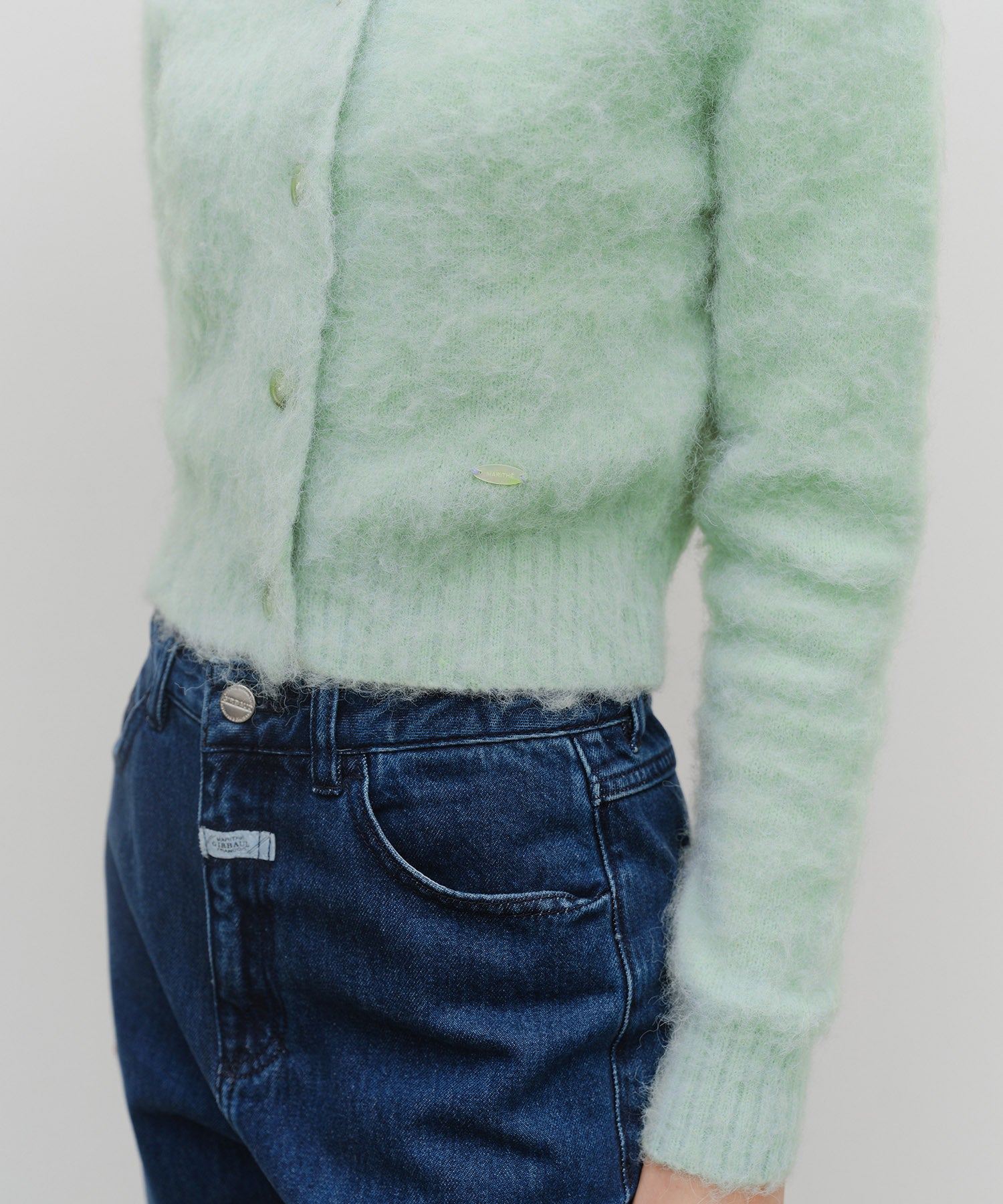 W HAIRY COLLAR CARDIGAN