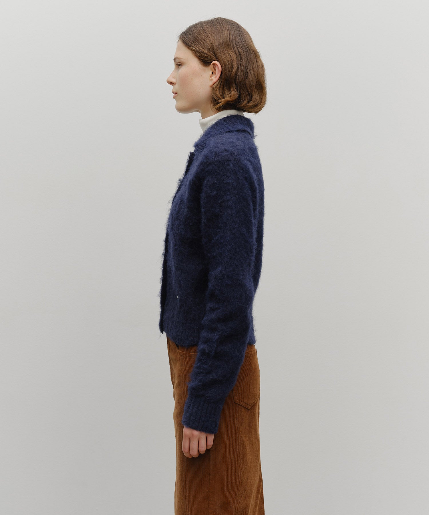 W HAIRY COLLAR CARDIGAN