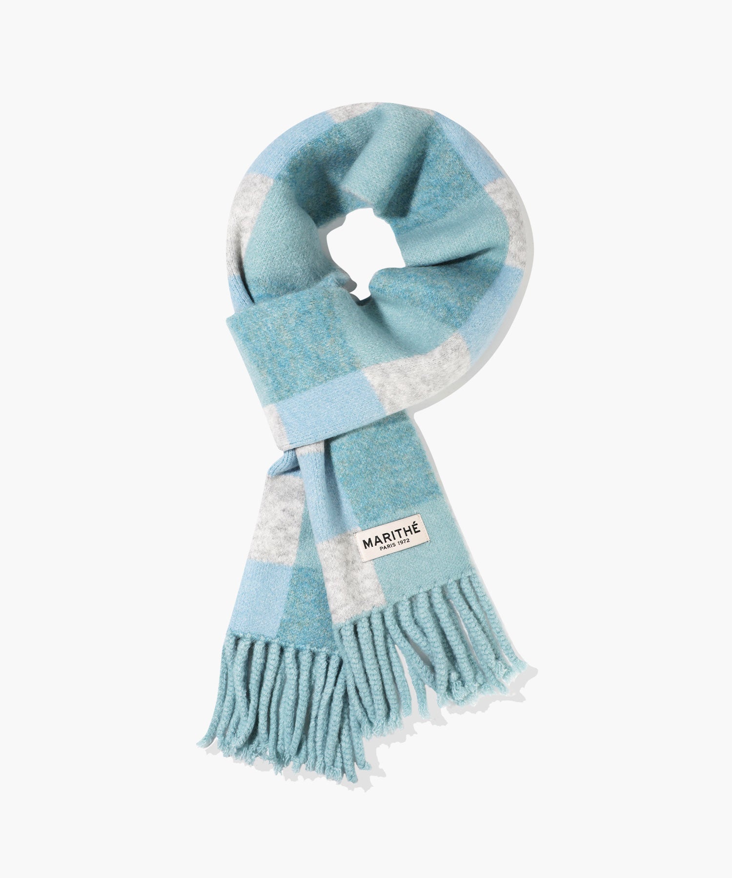 FUZZY CHECK KNIT MUFFLER