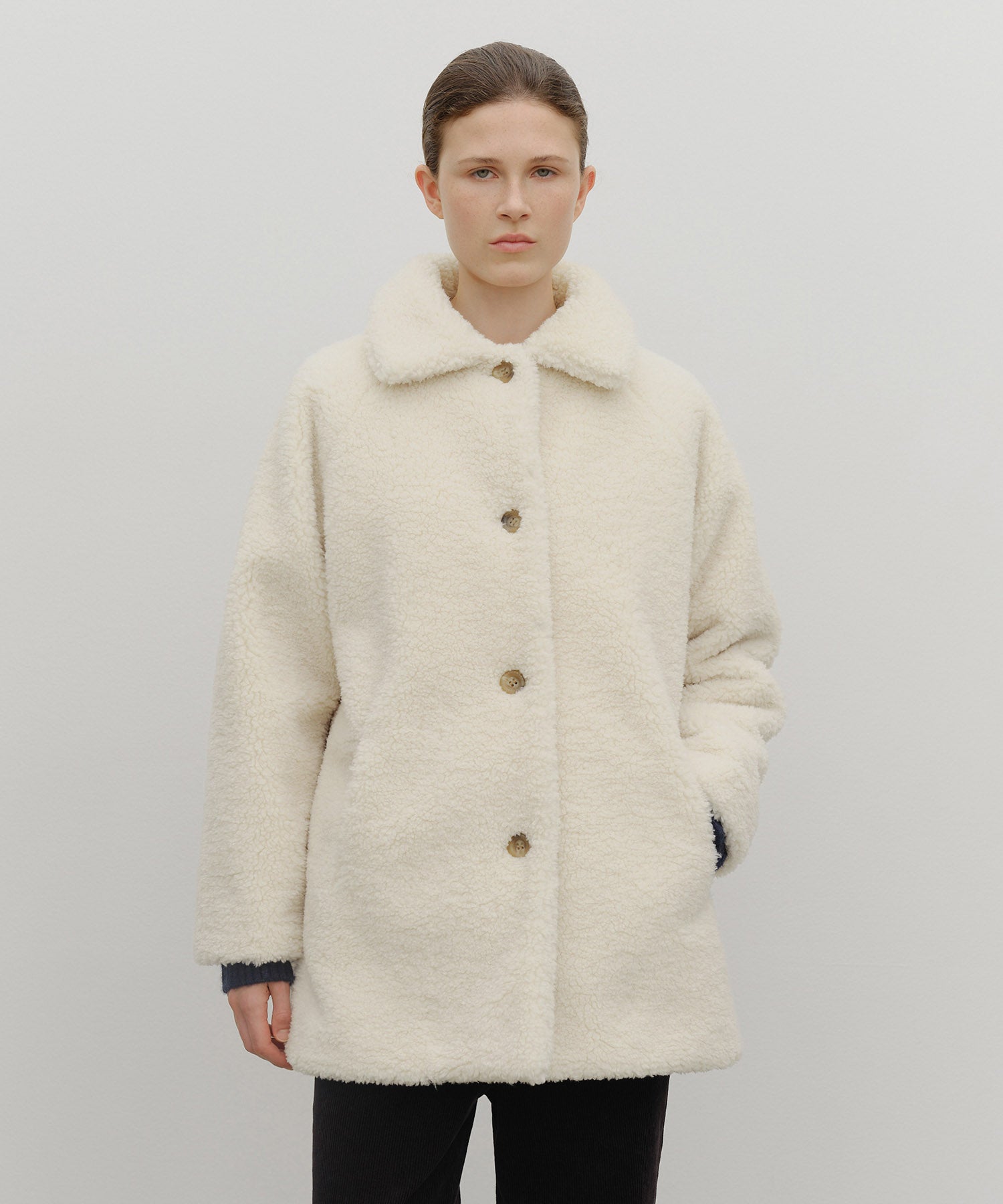 W MID SHEARLING FUR COAT