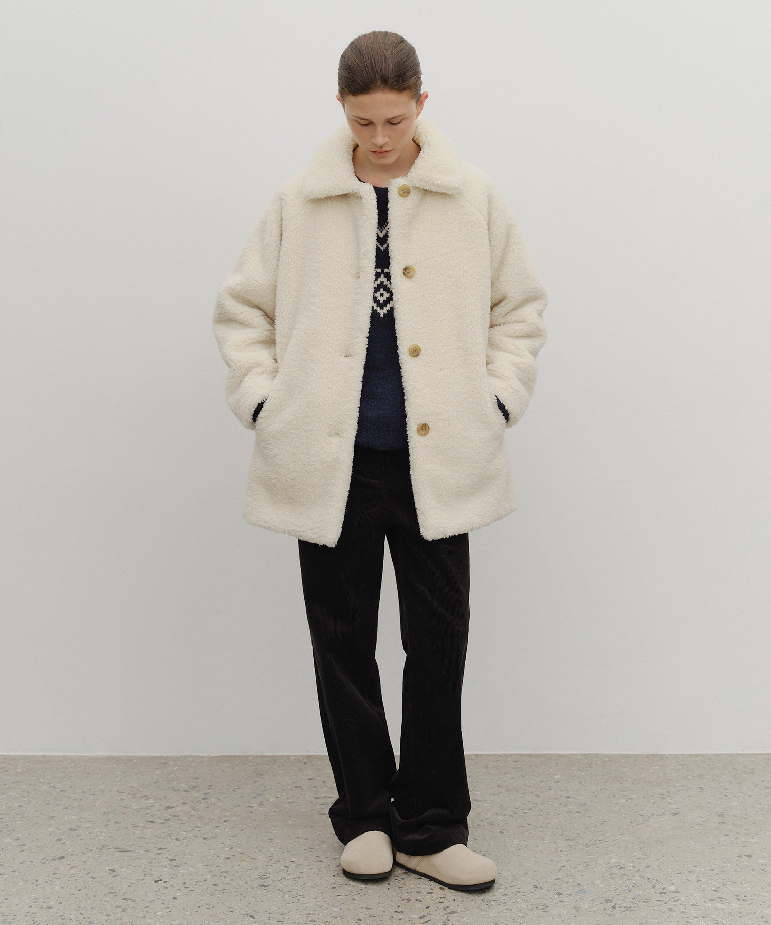 W MID SHEARLING FUR COAT