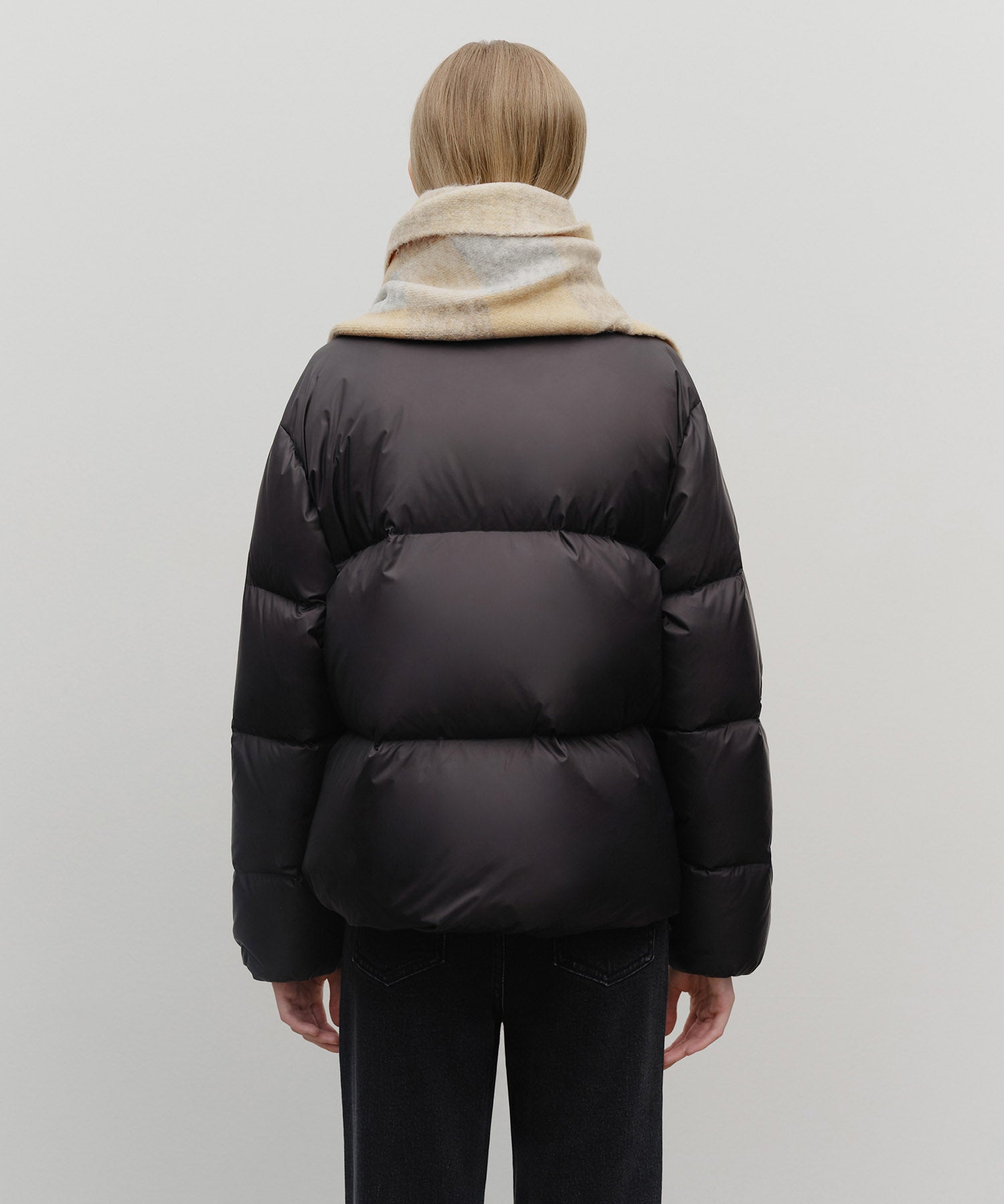 FUZZY CHECK KNIT MUFFLER