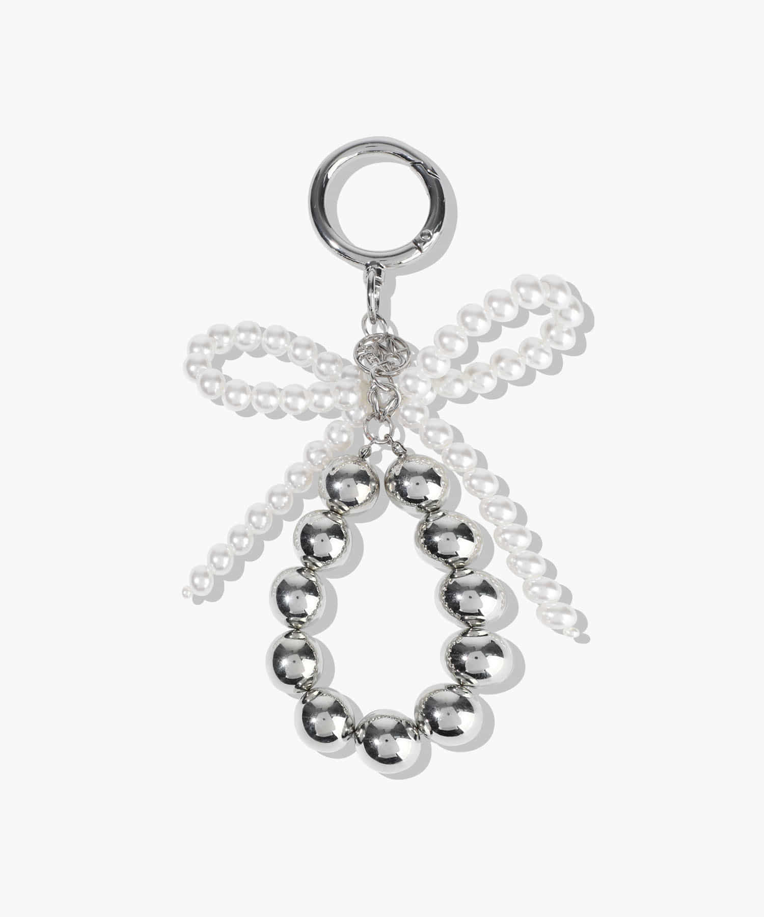 PEARL SILVER BALL HEART KEYRING