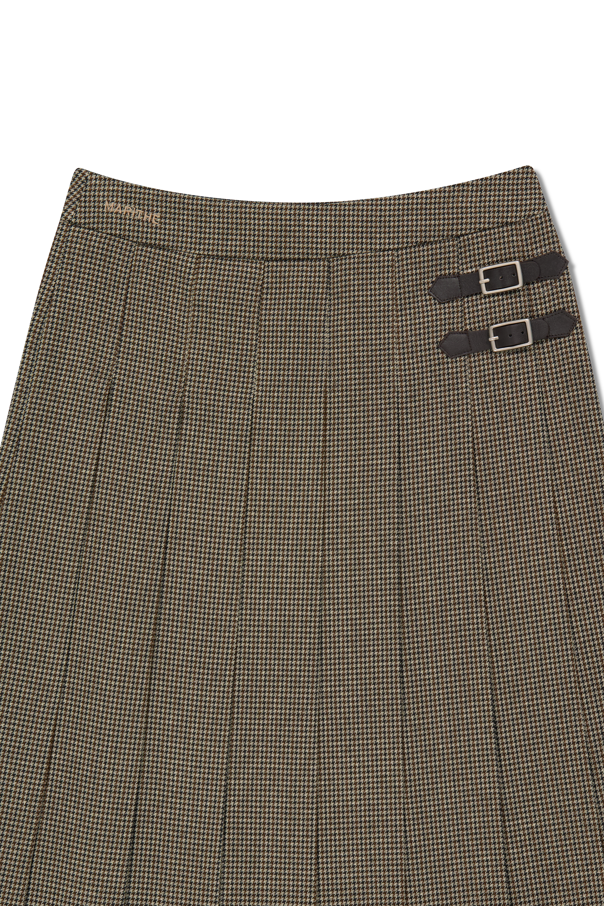 W BELTS PLEATED MIDI SKIRT