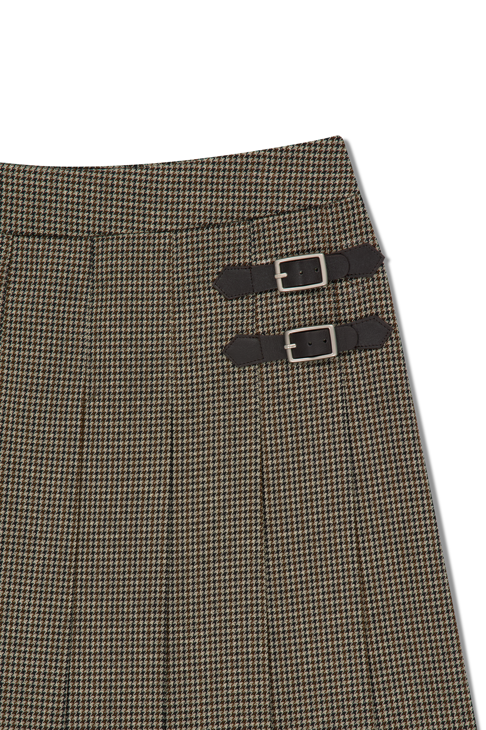 W BELTS PLEATED MIDI SKIRT