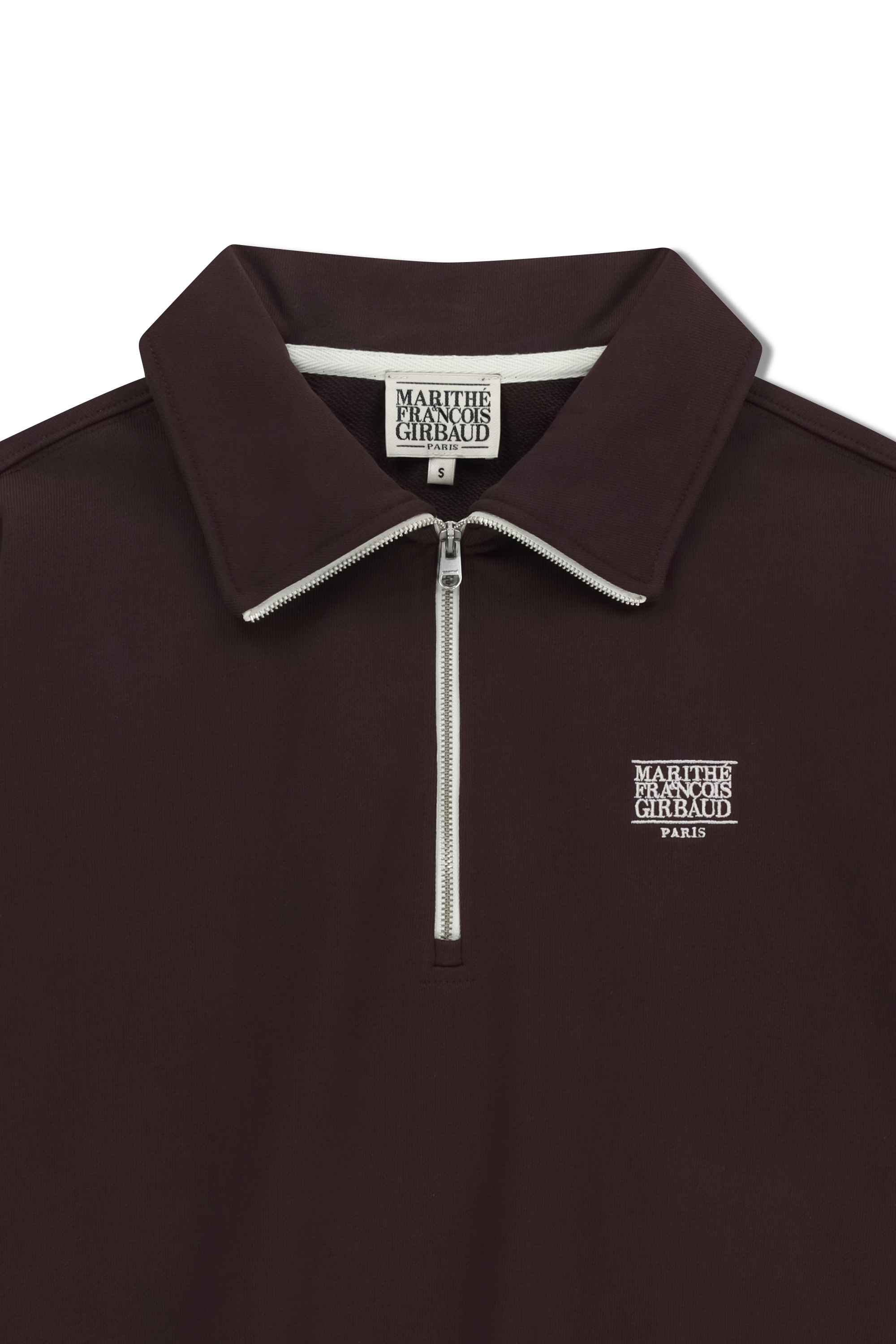 W CHAIN STITCH LOGO HALF ZIP-UP CROP SWEATSHIRT