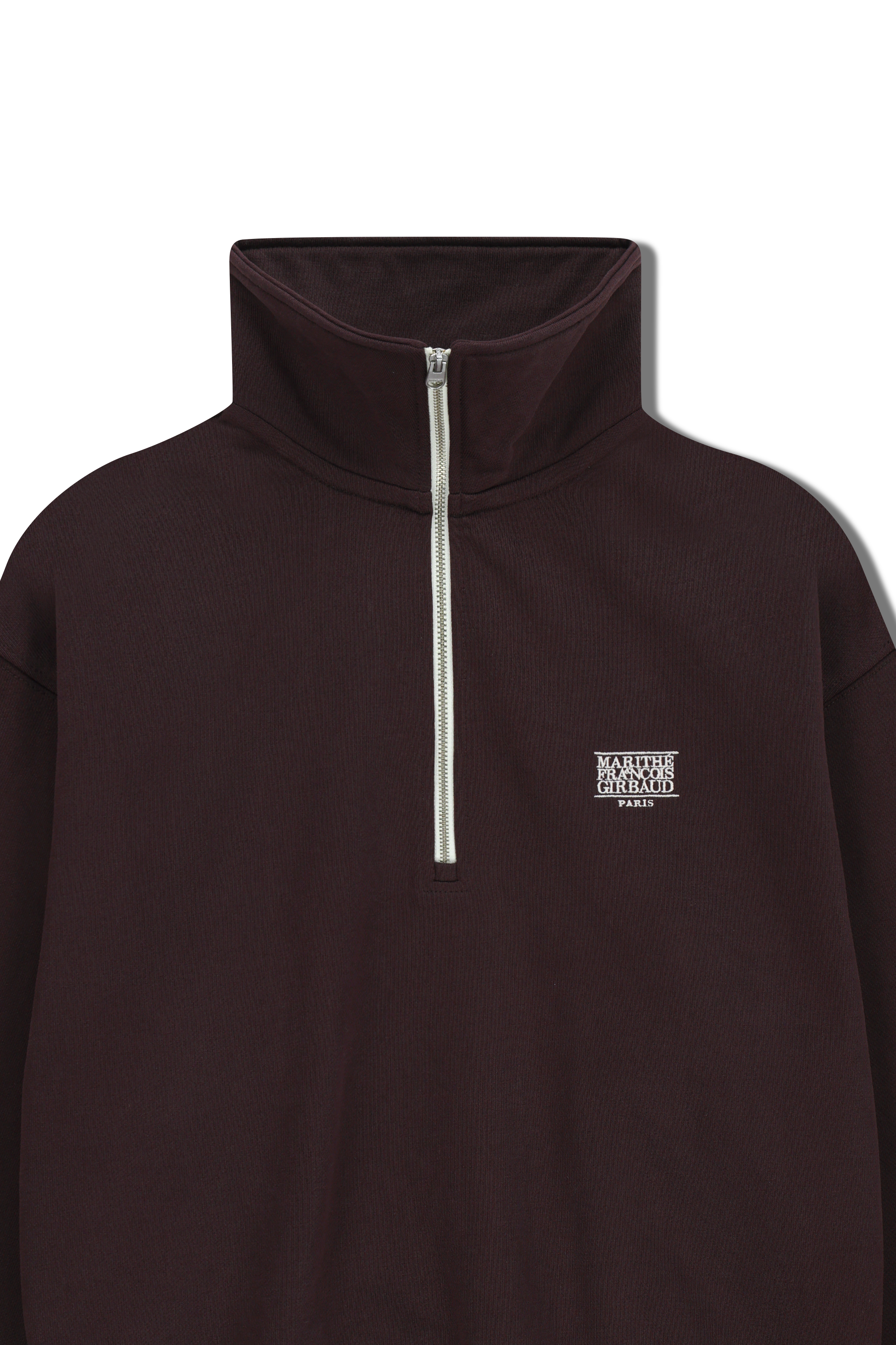 W CHAIN STITCH LOGO HALF ZIP-UP CROP SWEATSHIRT