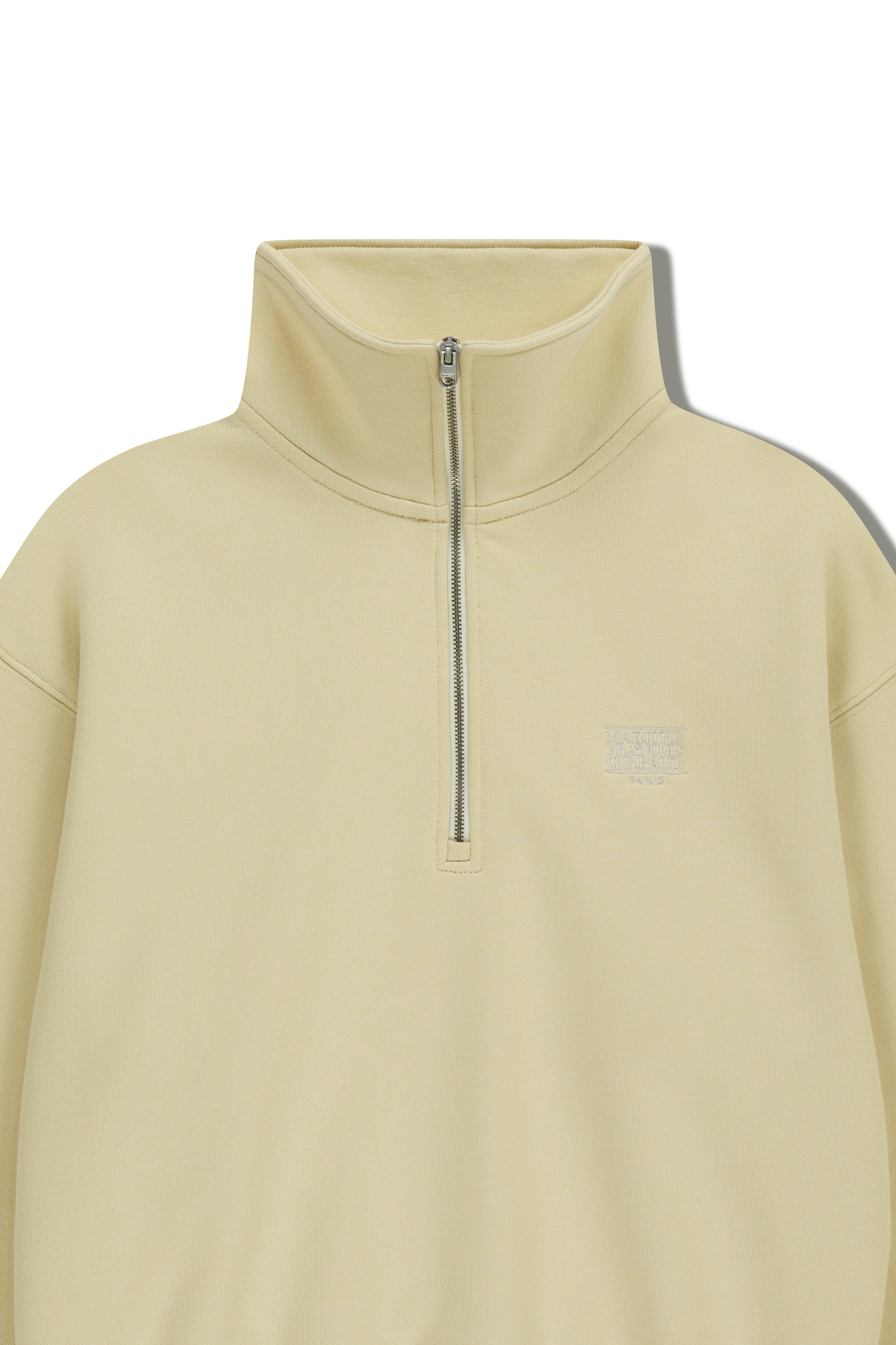 W CHAIN STITCH LOGO HALF ZIP-UP CROP SWEATSHIRT