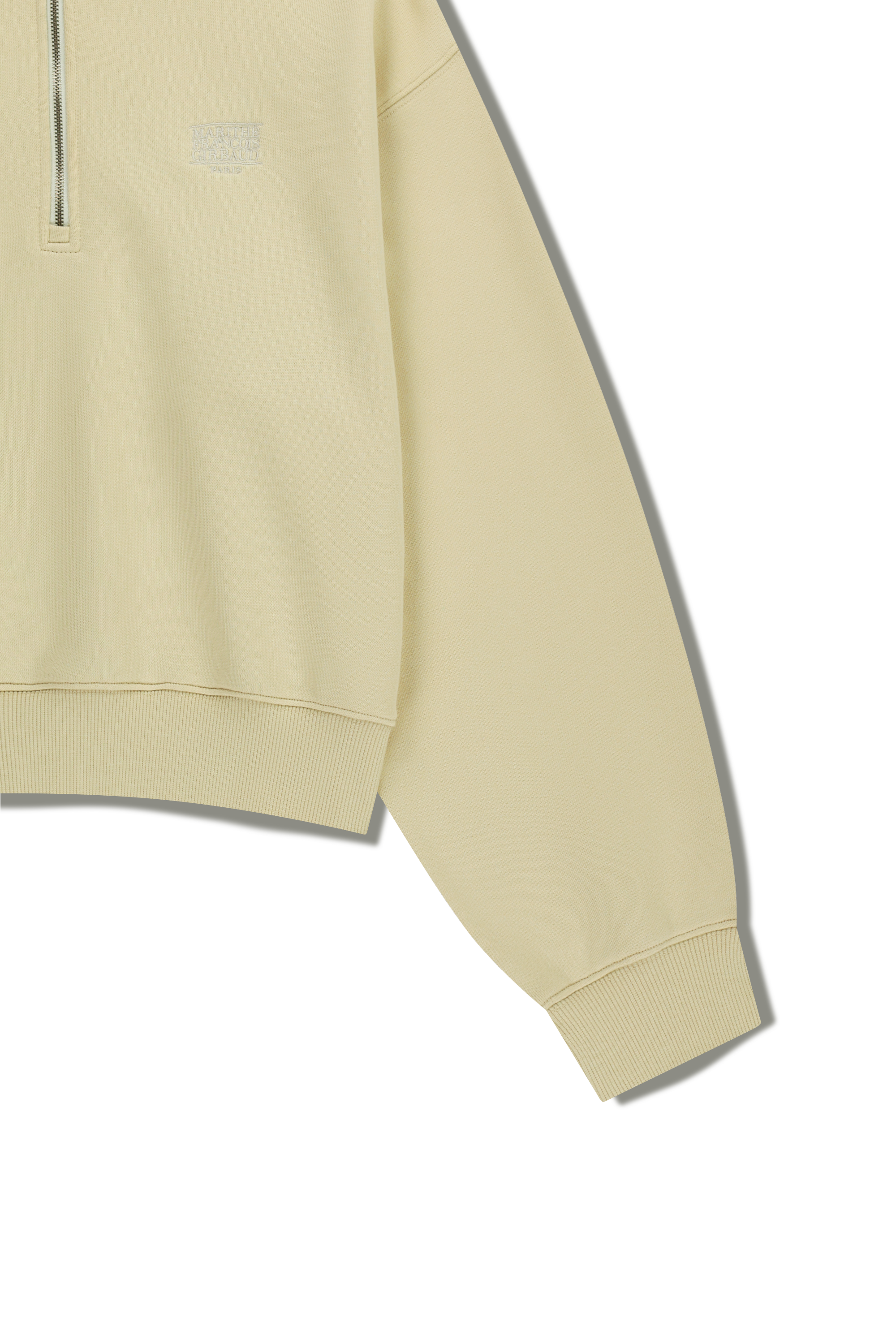 W CHAIN STITCH LOGO HALF ZIP-UP CROP SWEATSHIRT