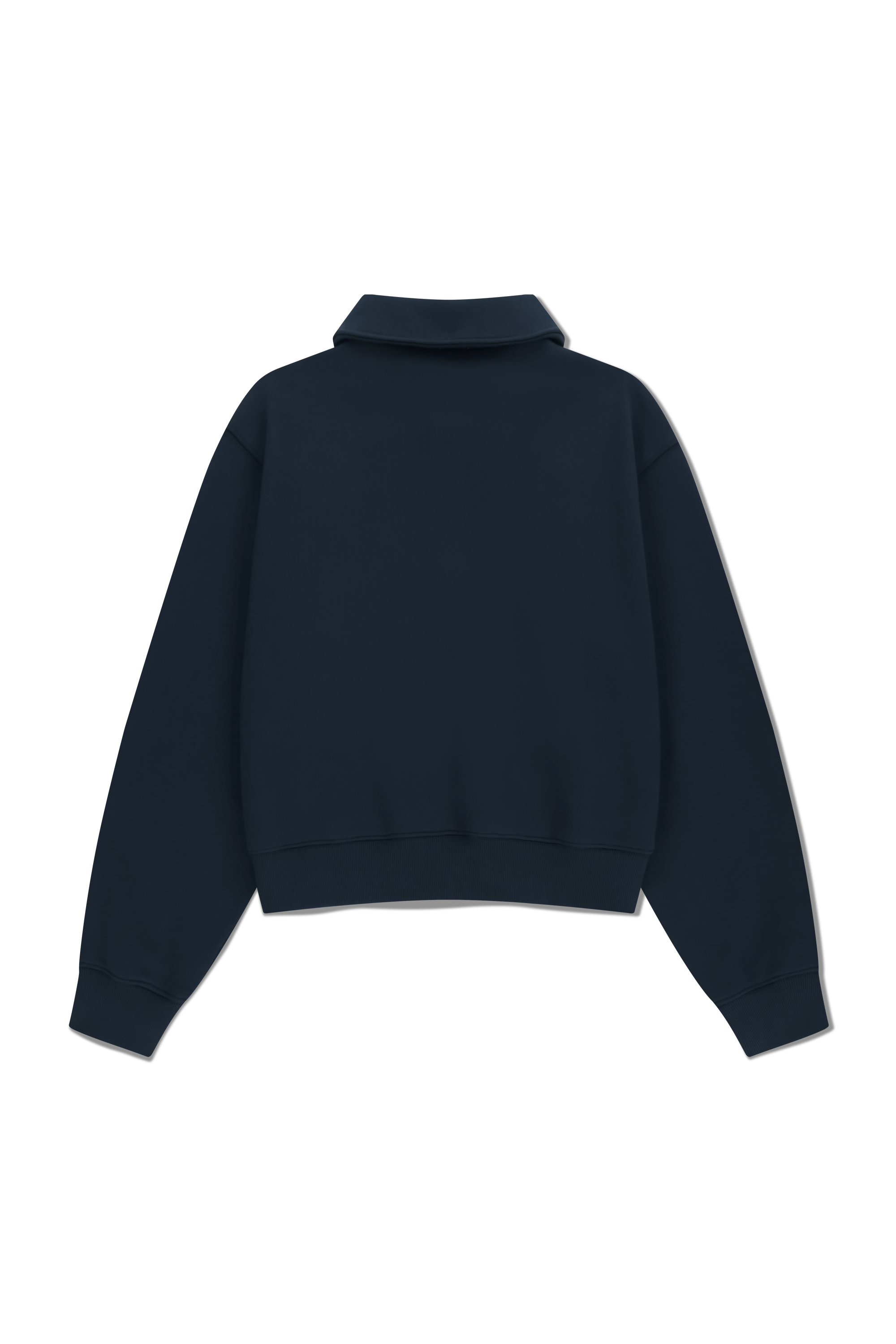 W CHAIN STITCH LOGO HALF ZIP-UP CROP SWEATSHIRT