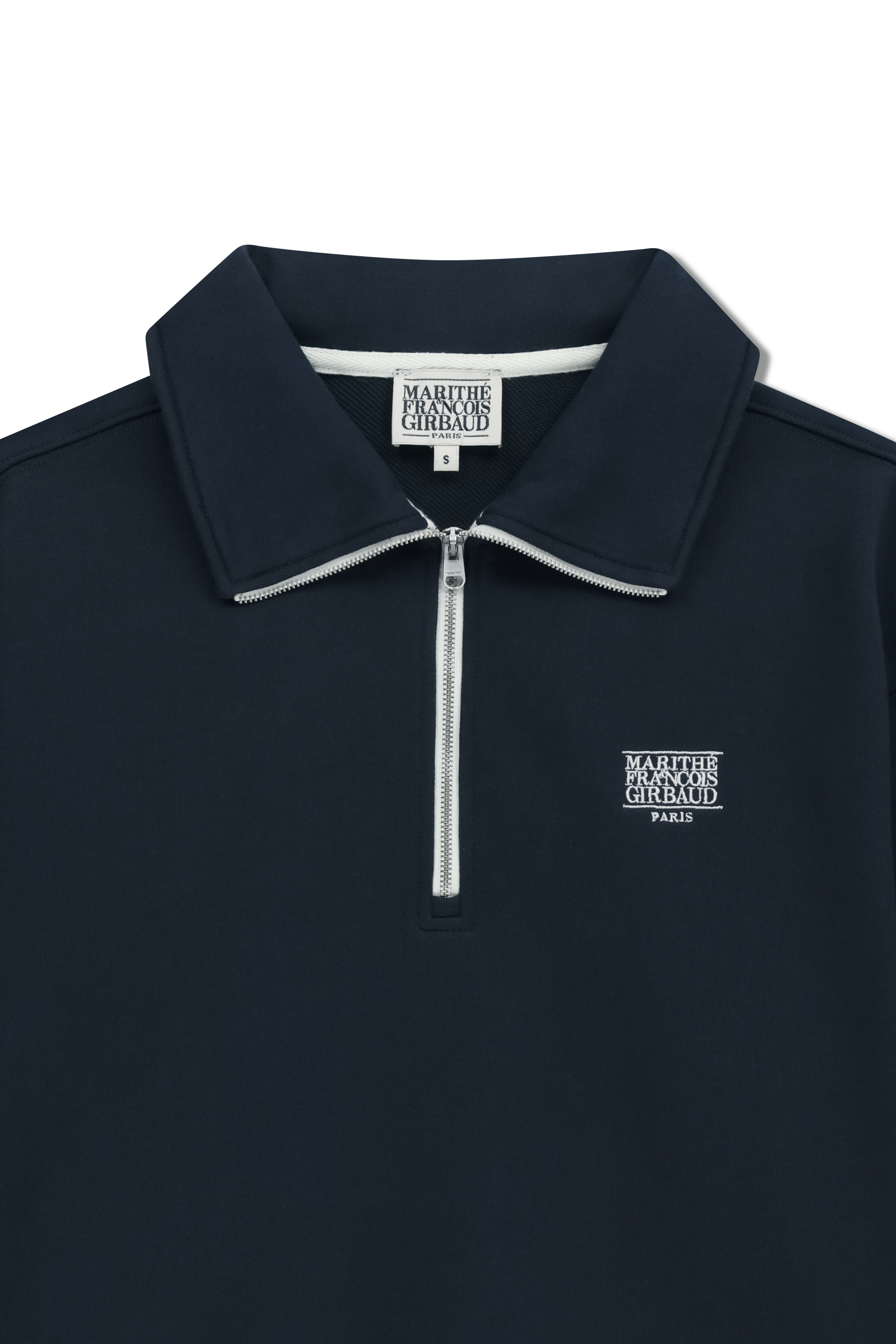 W CHAIN STITCH LOGO HALF ZIP-UP CROP SWEATSHIRT