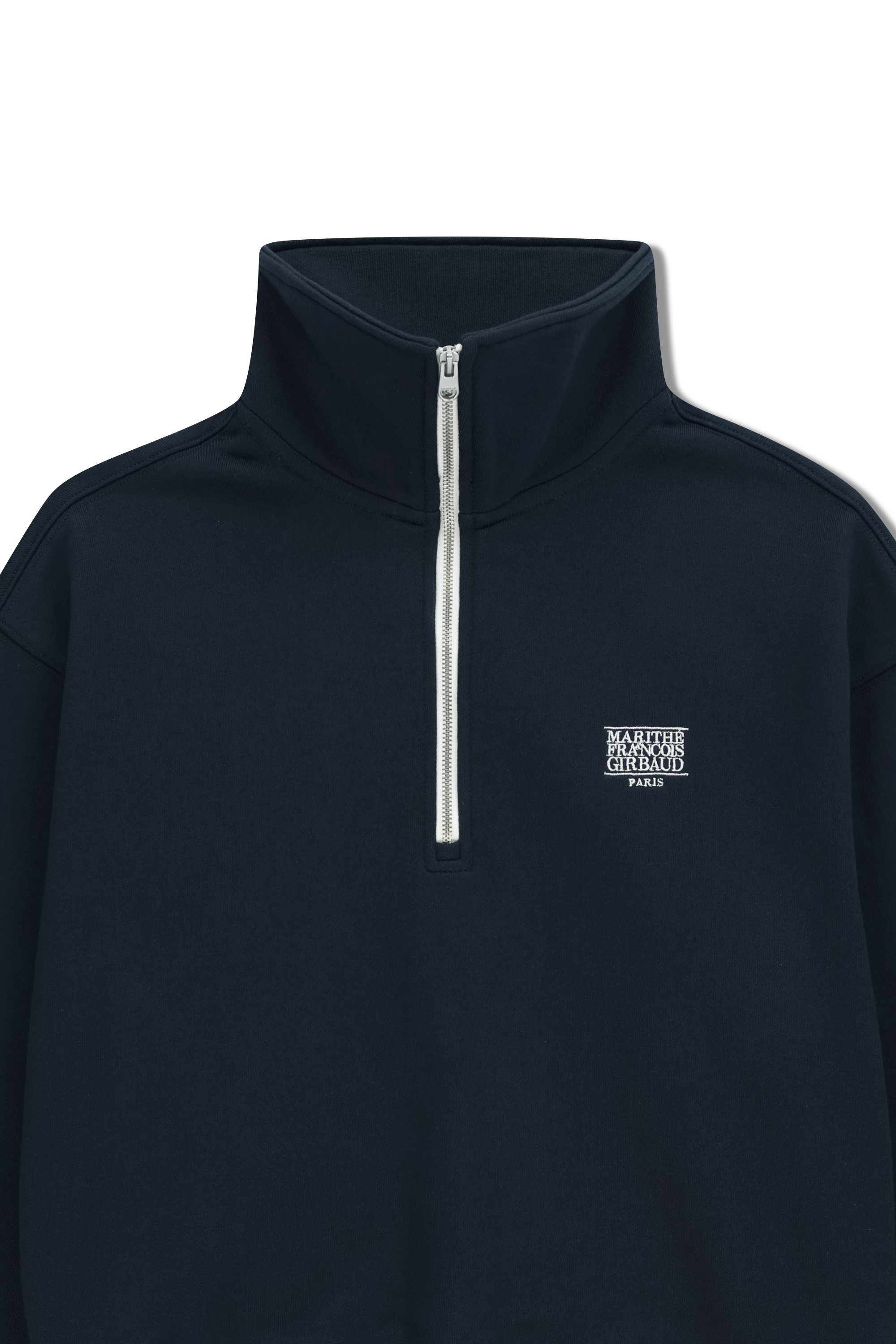 W CHAIN STITCH LOGO HALF ZIP-UP CROP SWEATSHIRT