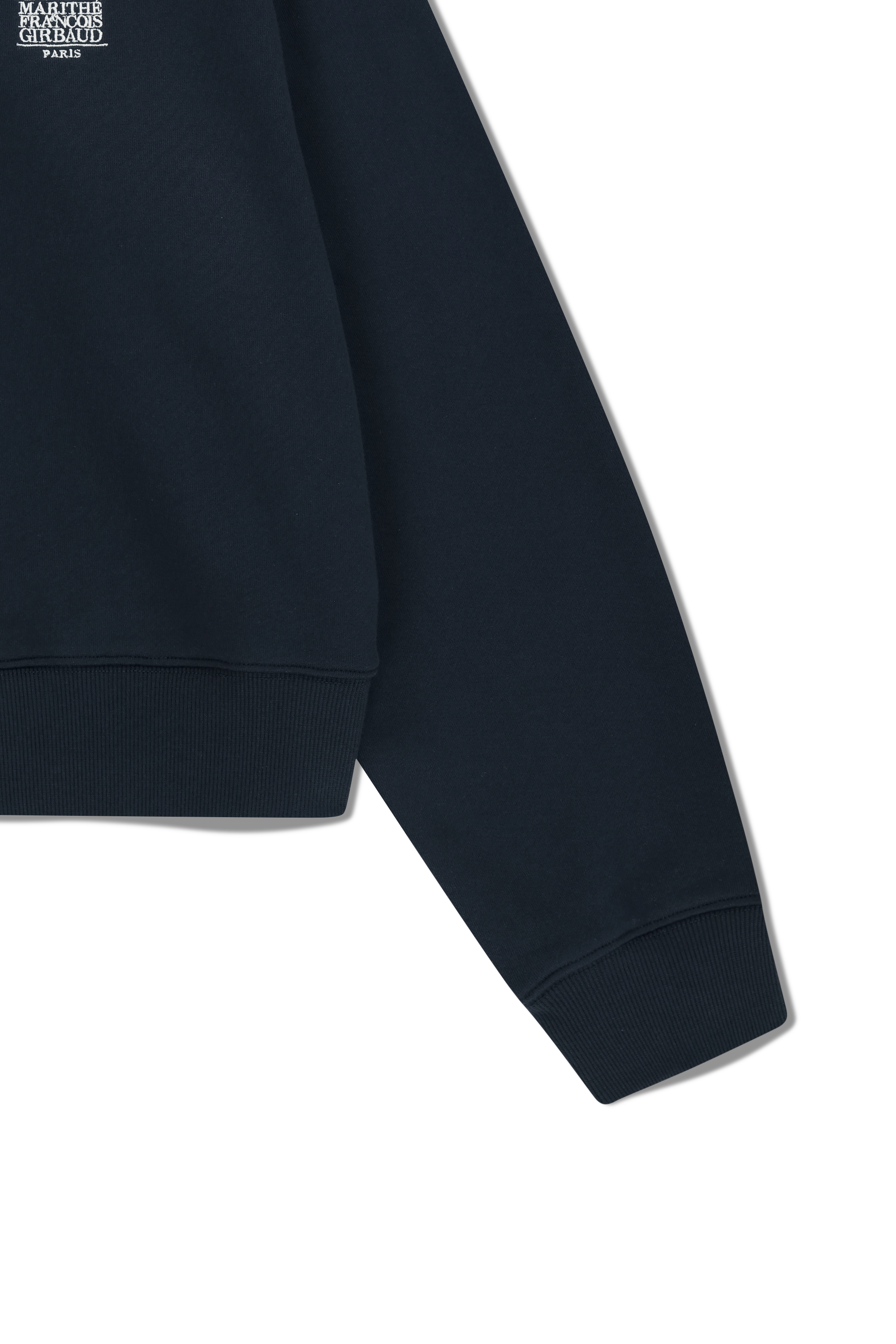 W CHAIN STITCH LOGO HALF ZIP-UP CROP SWEATSHIRT