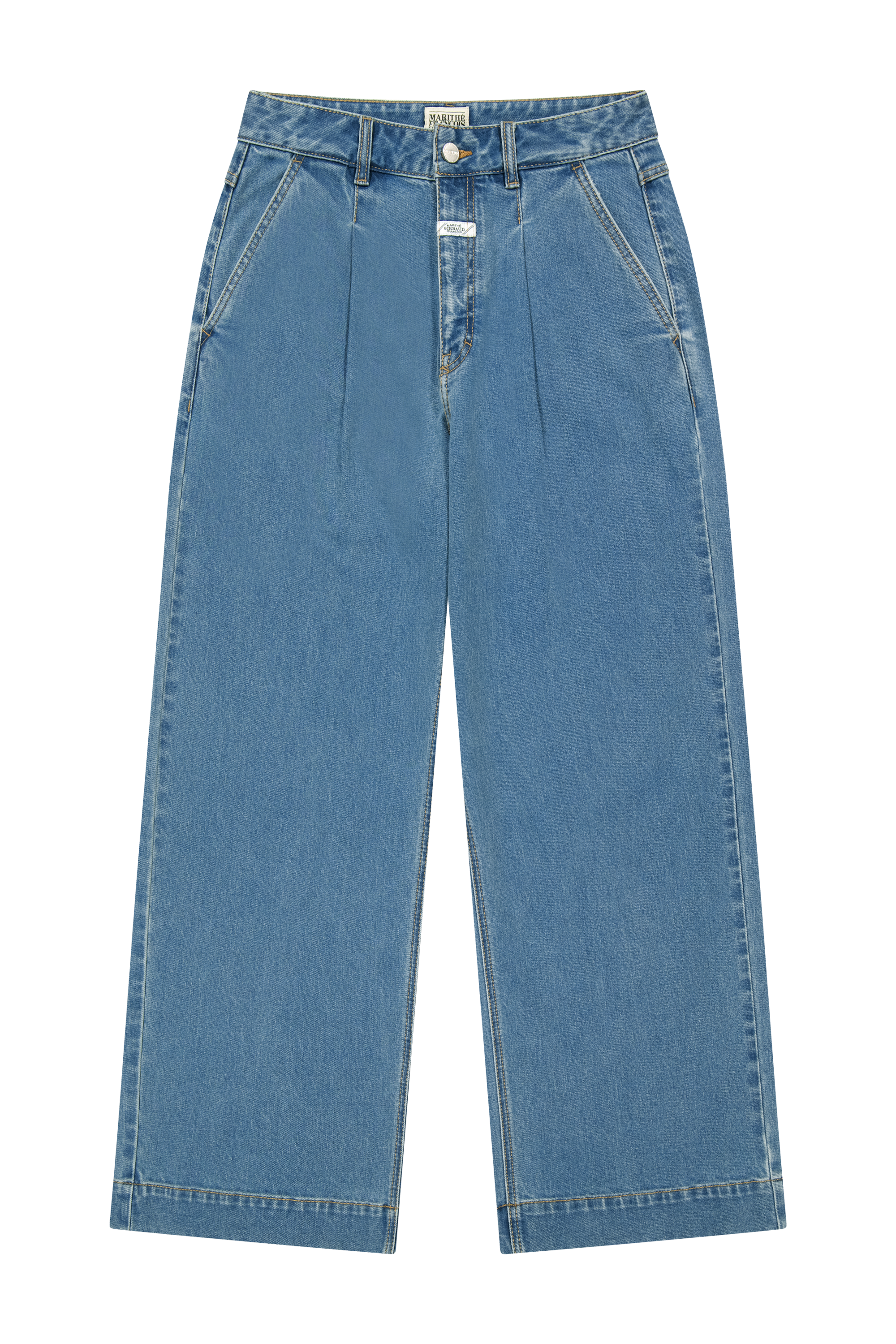 W LOW-WAIST TUCK WIDE DENIM PANTS